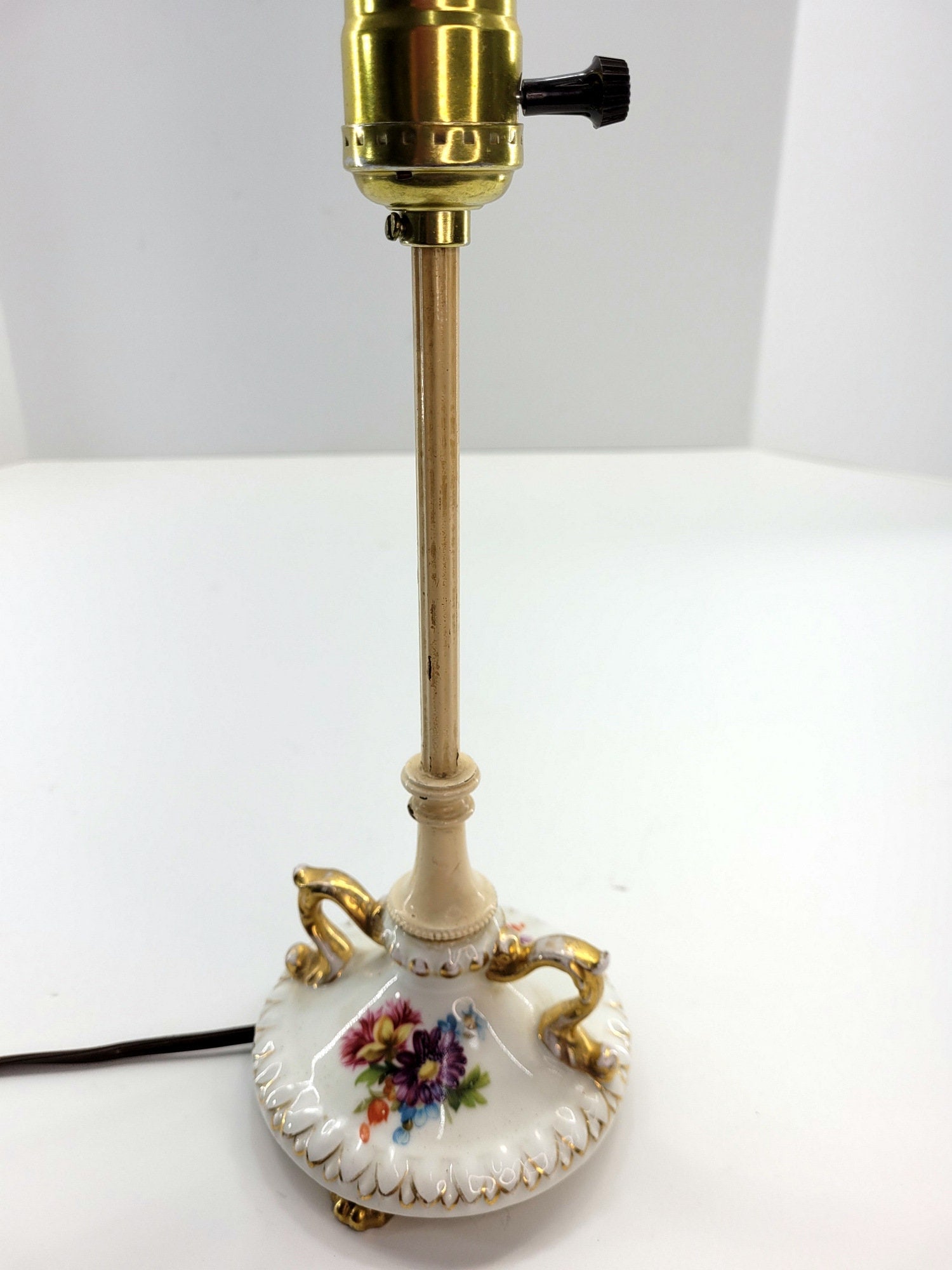 Antique Vanity Lamp Germany Porcelain Victorian Grannycore Petite Dresser Decor - 2