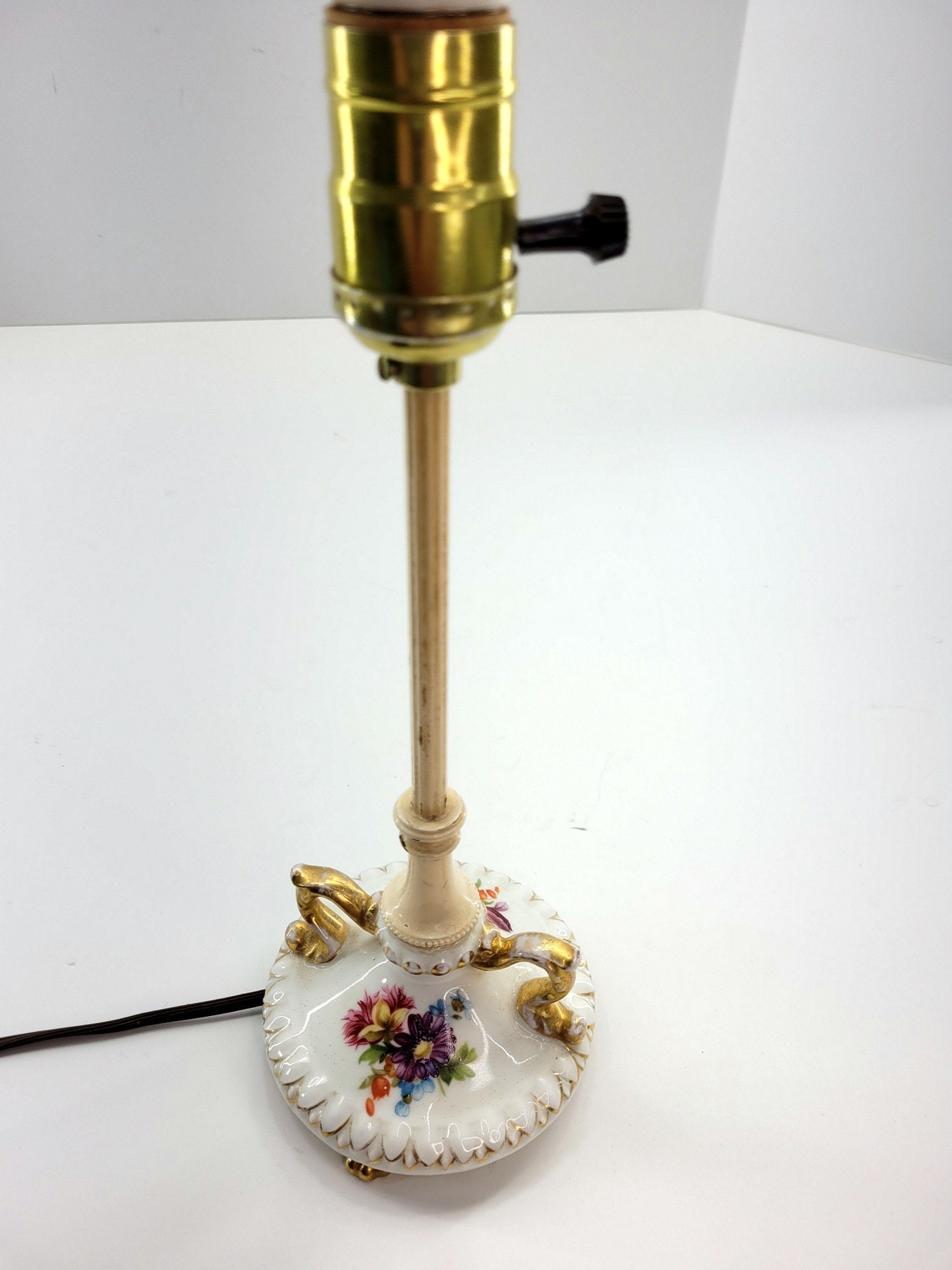 Antique Vanity Lamp Germany Porcelain Victorian Grannycore Petite Dresser Decor - 3
