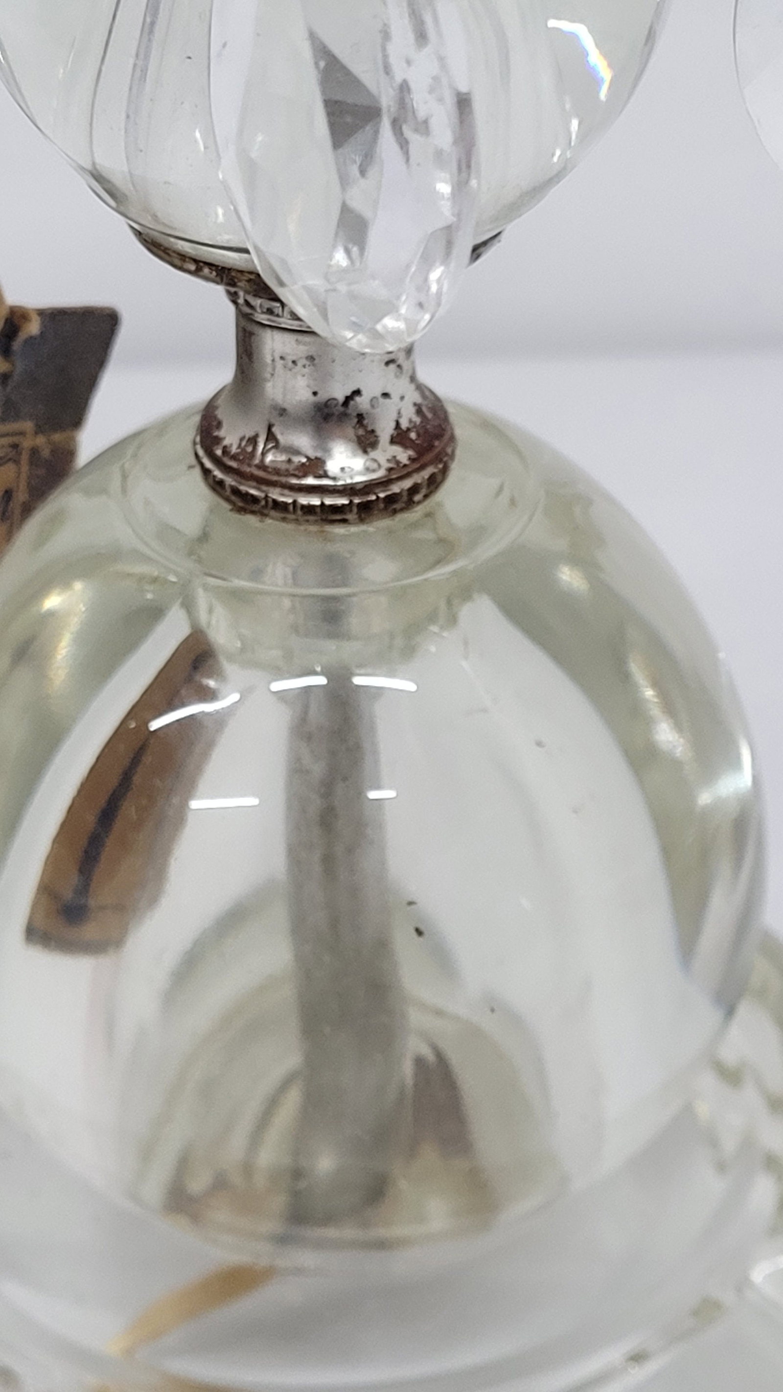 Vintage Crystal Hurricane Lamp with Prisms, Victorian Vanity Accent Light - 3