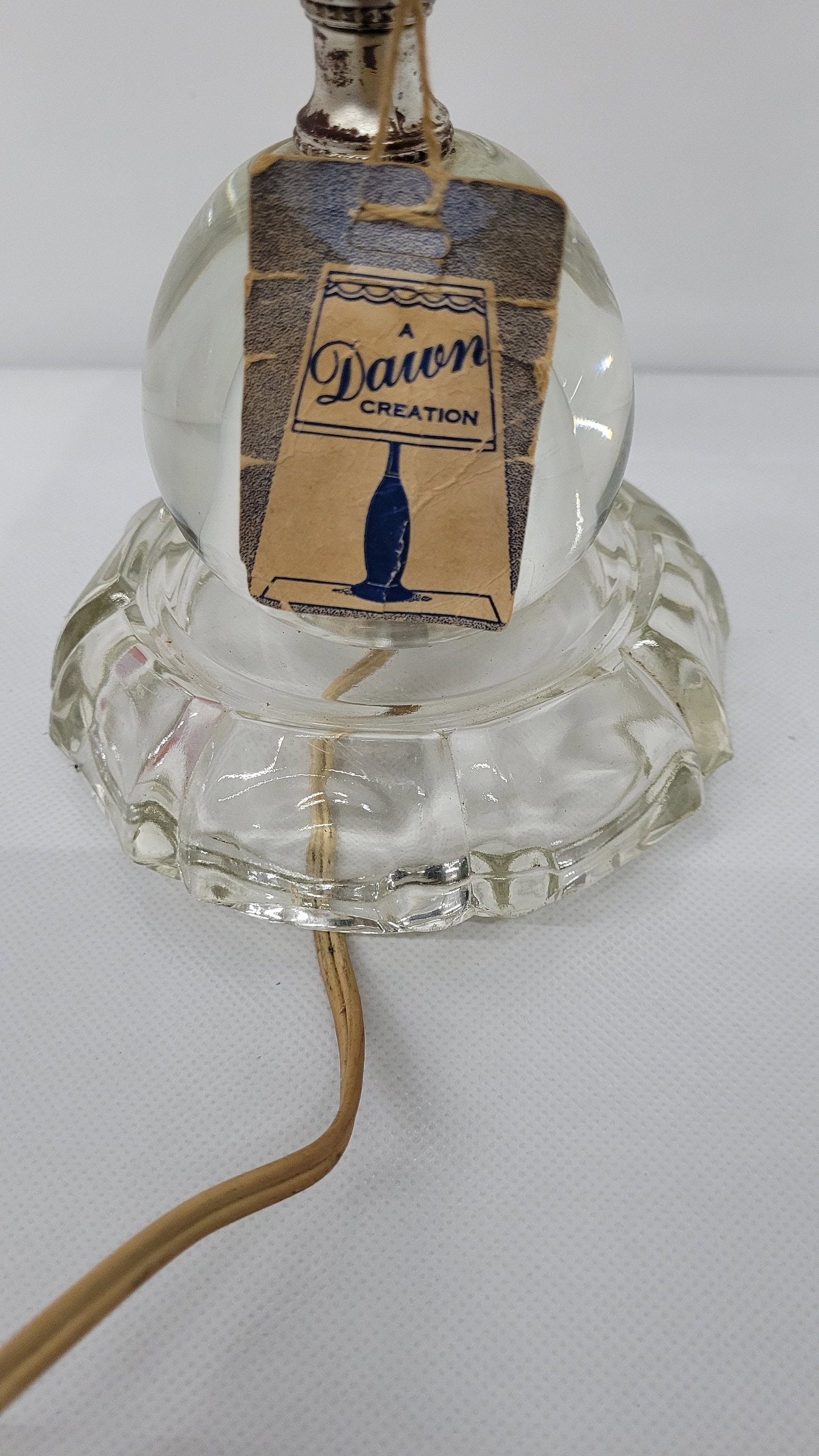 Vintage Crystal Hurricane Lamp with Prisms, Victorian Vanity Accent Light - 7