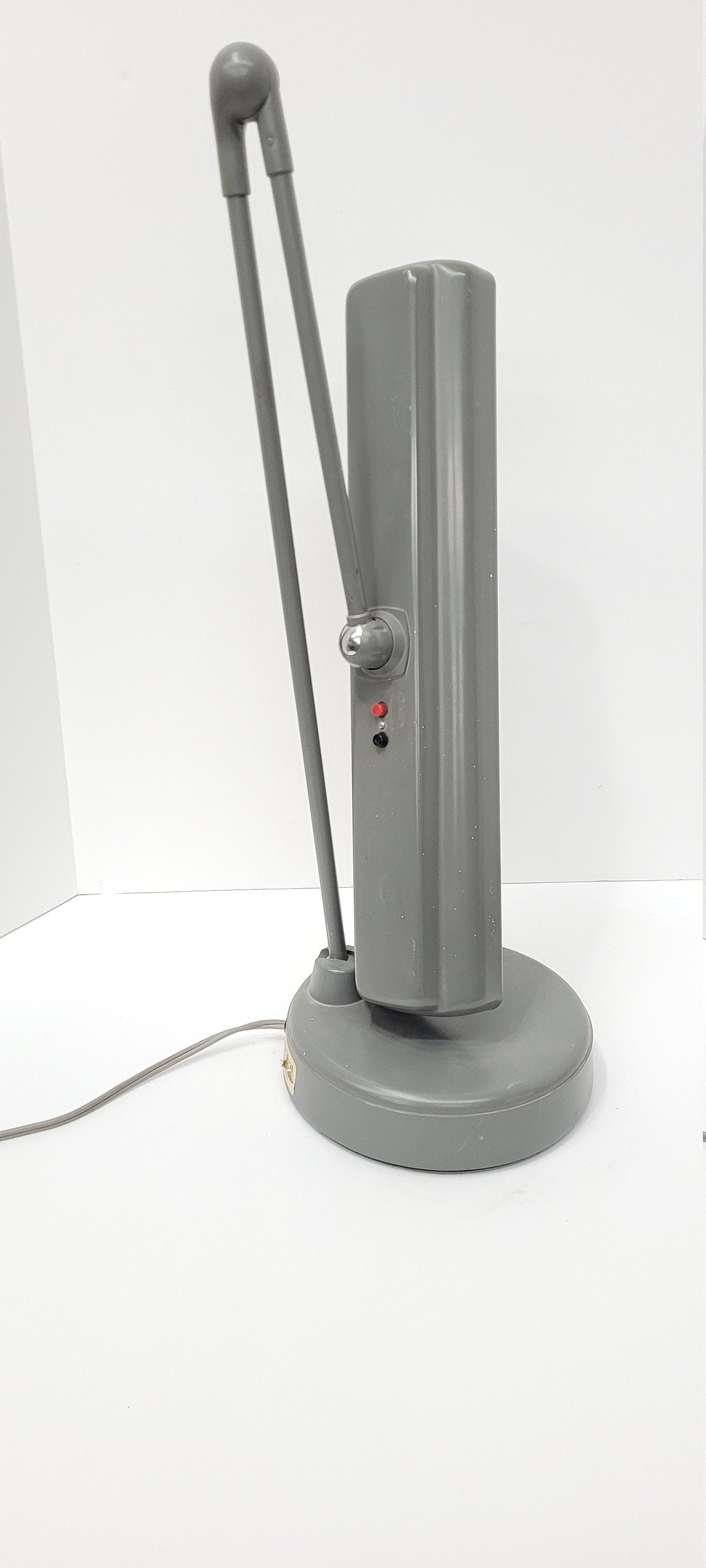 Vintage Swivel Floating Arm Lamp Task or Shop Industrial Gray Fluorescent Swivelier Lighting - 2