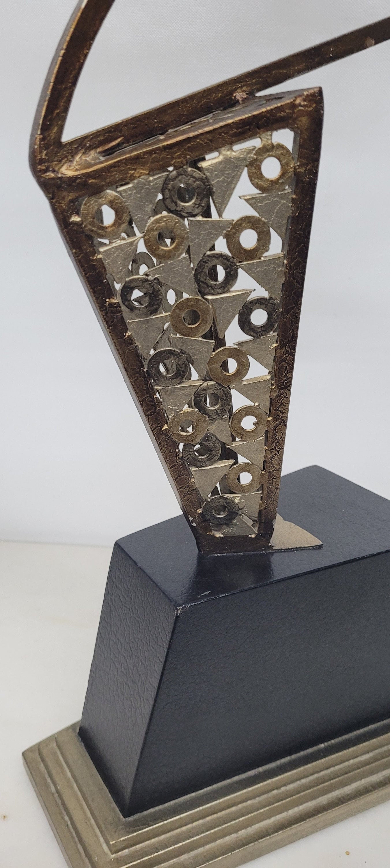 Mid Century Brutalist Sculpture Metal Table Art Abstract Statue Lady Bust - 7
