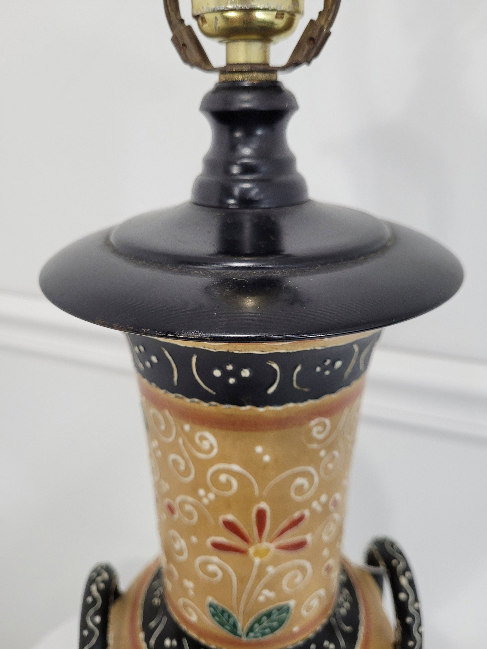 Mid Century Modern Ceramic Table Lamp, Italian Ars Artigiana Deruta Vase Base - 4