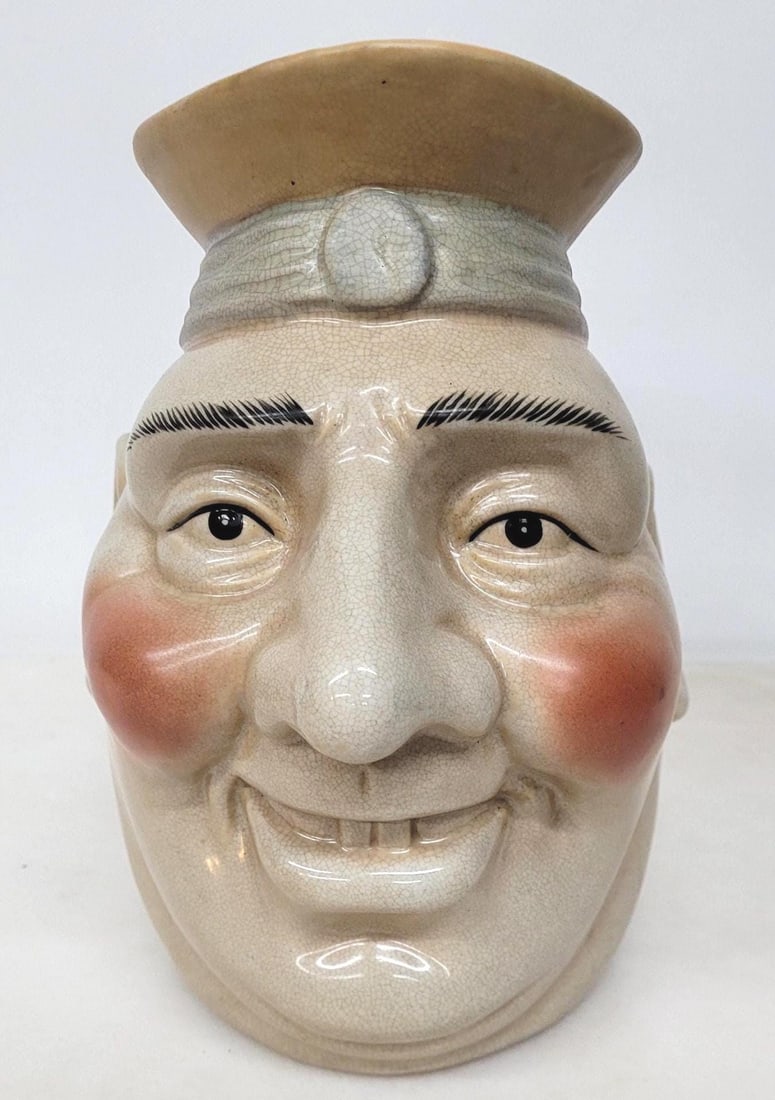 Vintage Vintage Sarreguemines Majolica Pottery Character Face Toby Jug Whimsical Barware (1 of 9)
