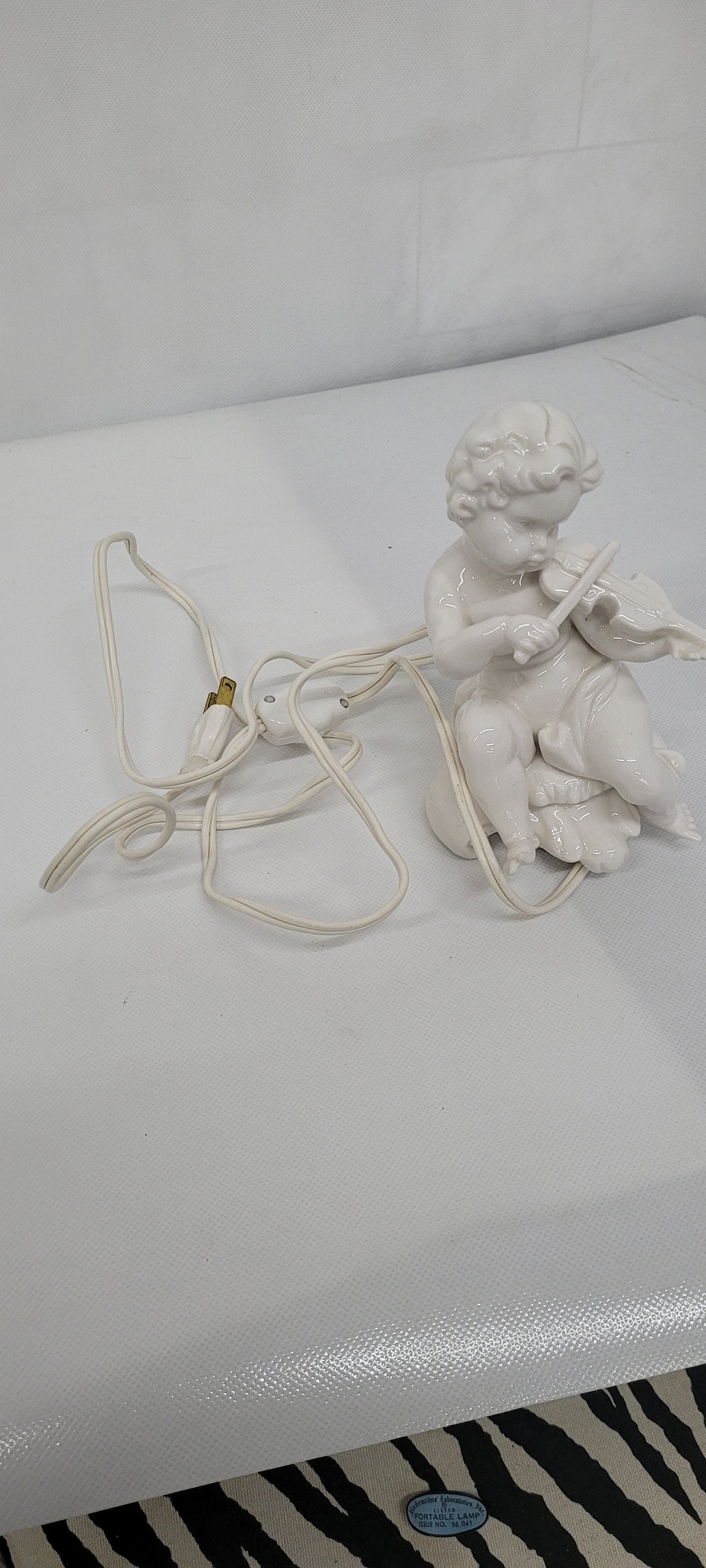 Vintage porcelain angel night light figurine violin petite cherub art nouveau (1 of 7)