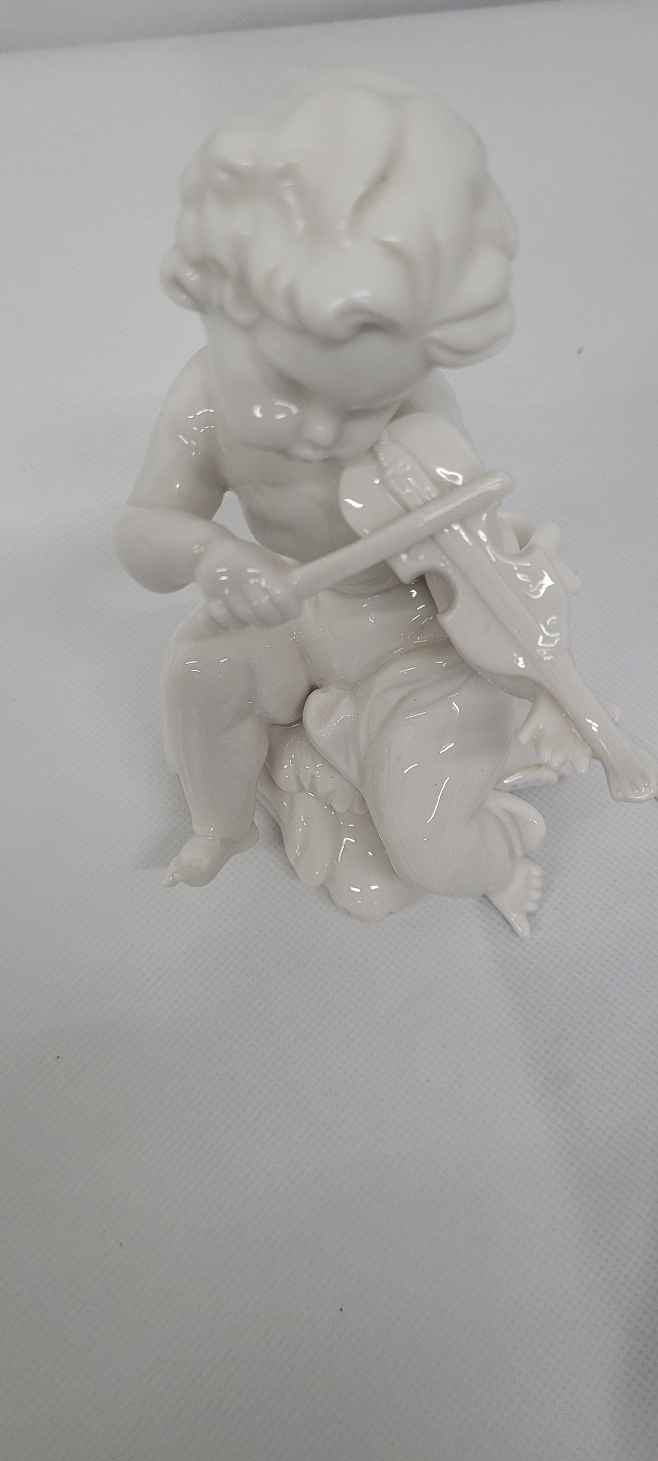 Vintage porcelain angel night light figurine violin petite cherub art nouveau - 6