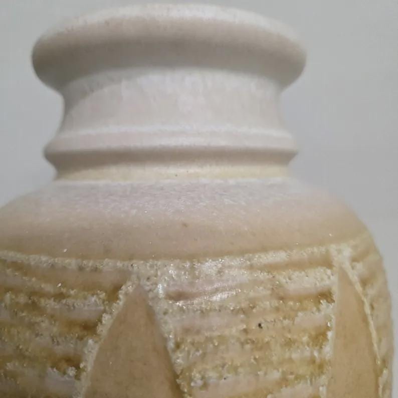 Tall Matte Ceramic Vase Mid Century West Germany Pottery, Earthy Neutral Sculptural Organic Modern - 10