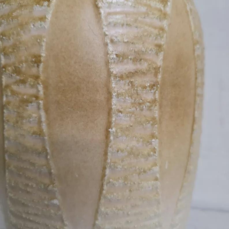 Tall Matte Ceramic Vase Mid Century West Germany Pottery, Earthy Neutral Sculptural Organic Modern - 11
