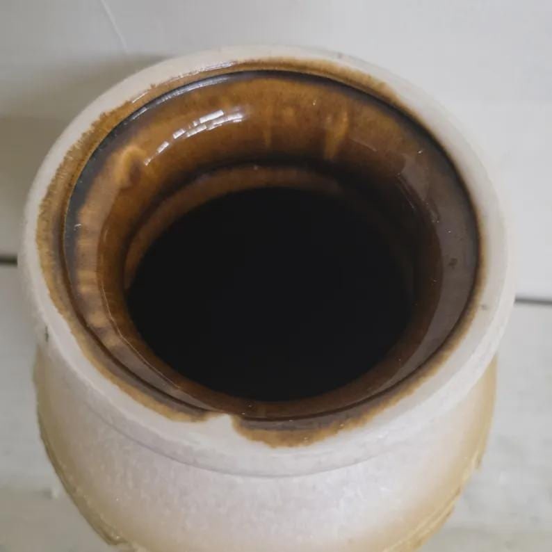 Tall Matte Ceramic Vase Mid Century West Germany Pottery, Earthy Neutral Sculptural Organic Modern - 3