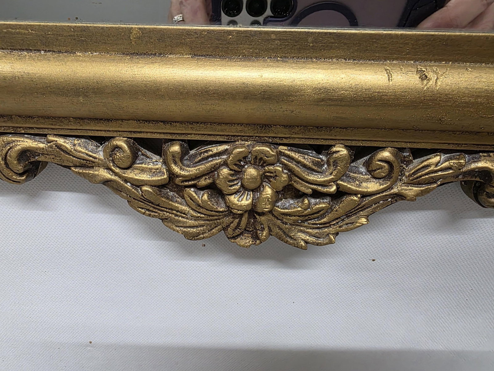 Hollywood Regency Wood Wall Mirror Gilded Shell Crest Frame, Dark Academia Baroque Mantel Decor - 12