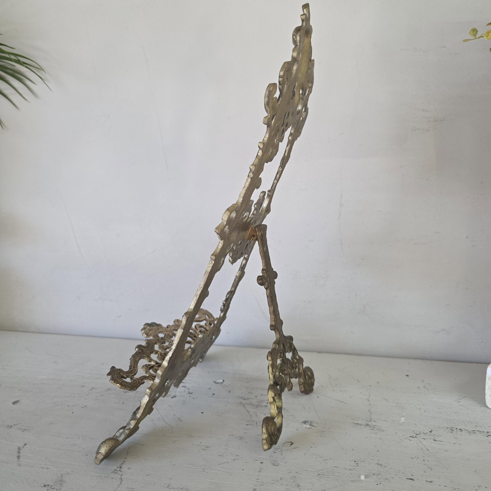 Vintage Brass Easel Display Art Nouveau Rococo Revival Picture Holder 15" - 10