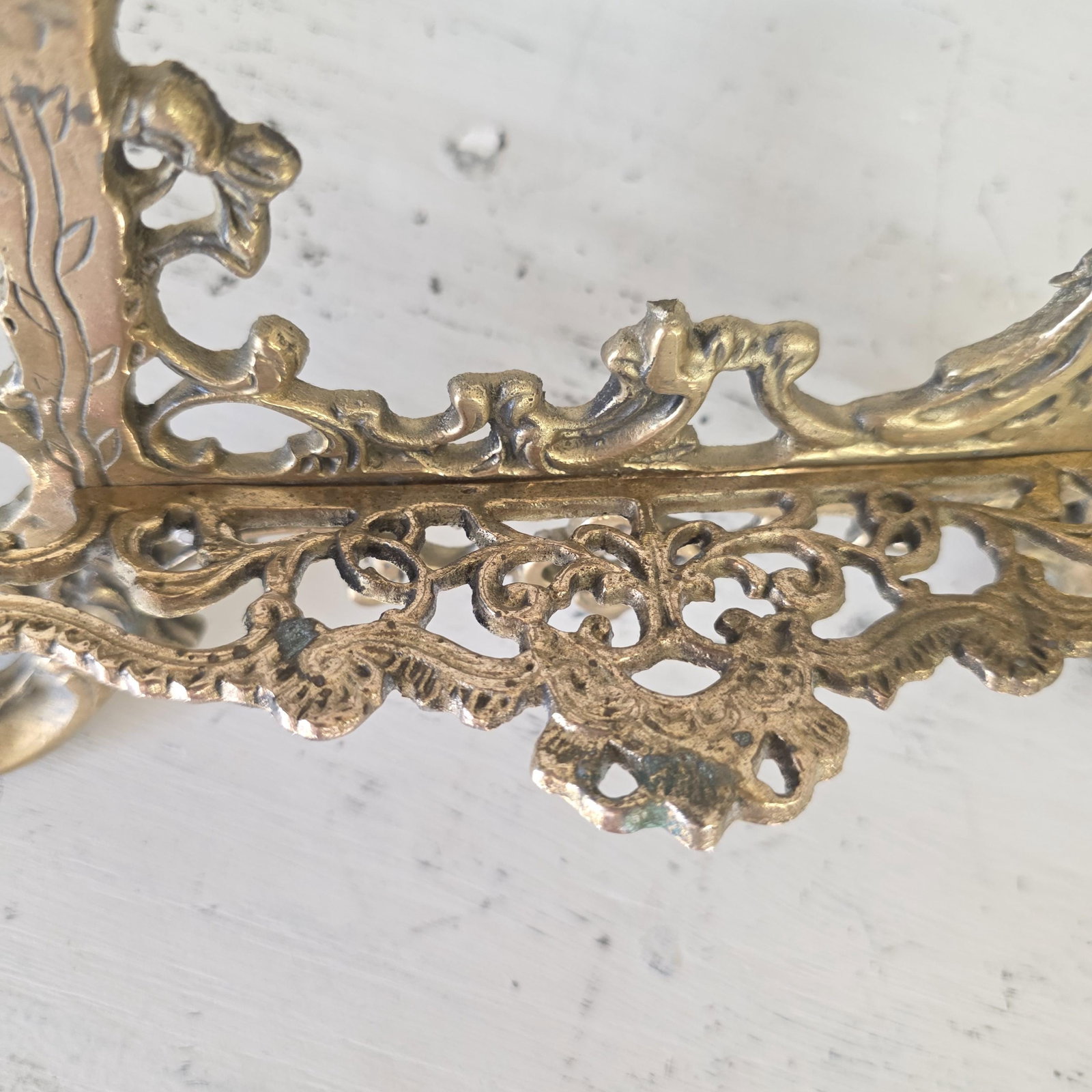 Vintage Brass Easel Display Art Nouveau Rococo Revival Picture Holder 15" - 3