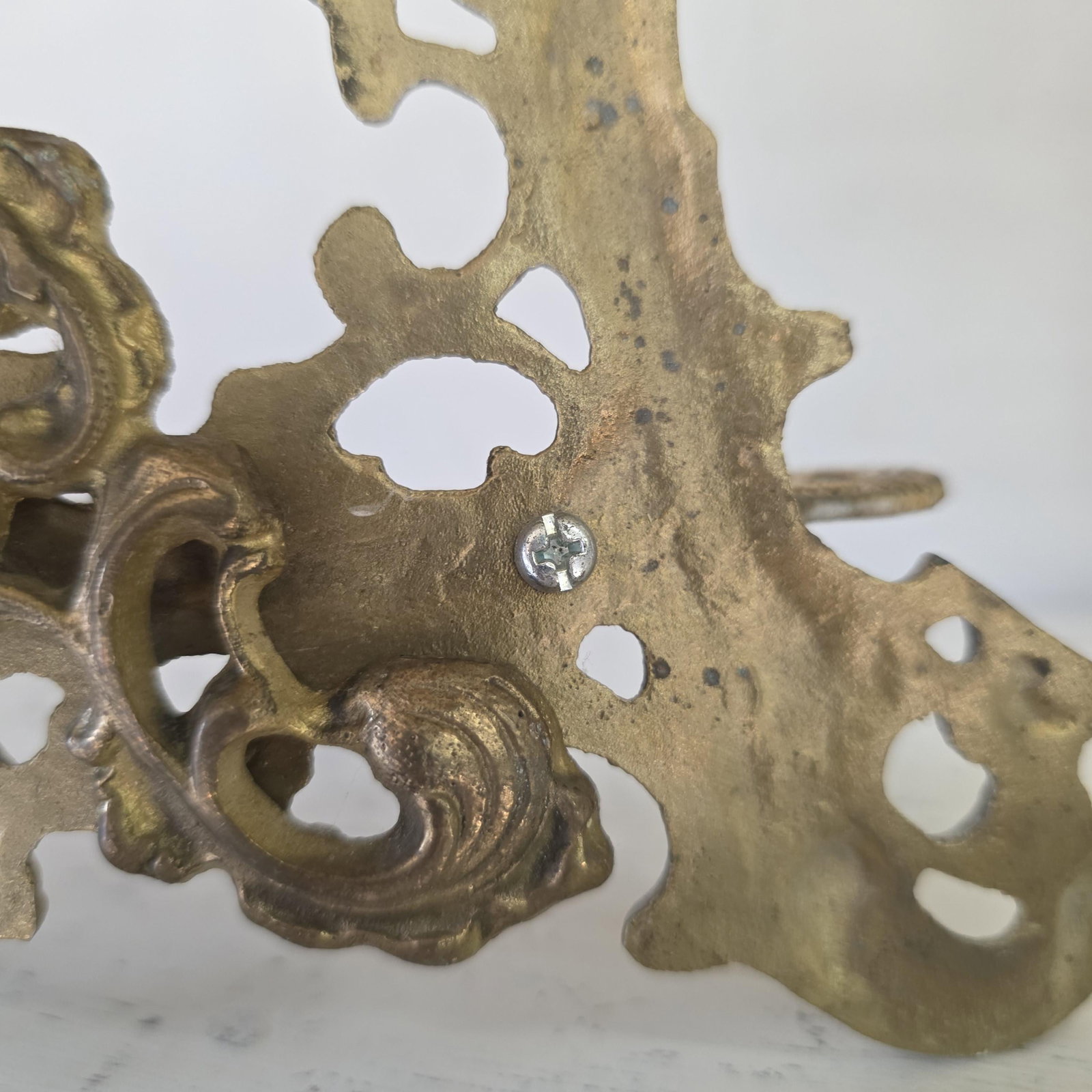 Vintage Brass Easel Display Art Nouveau Rococo Revival Picture Holder 15" - 9