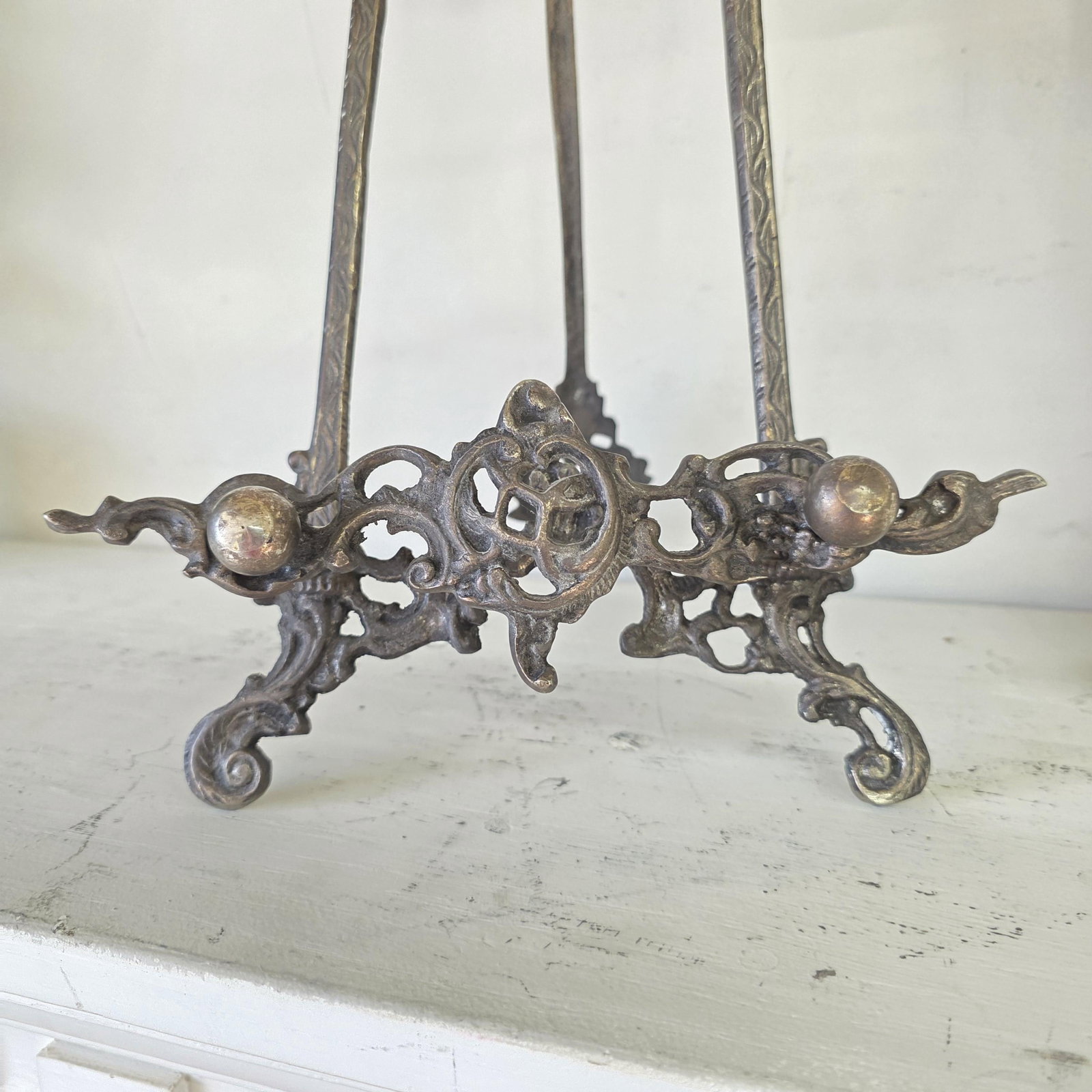 1940s Silver Easel Display Art Picture Holder for Ornate Rococo Revival Shelf Styling - 2