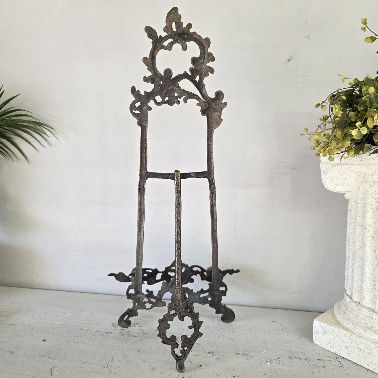 1940s Silver Easel Display Art Picture Holder for Ornate Rococo Revival Shelf Styling - 8