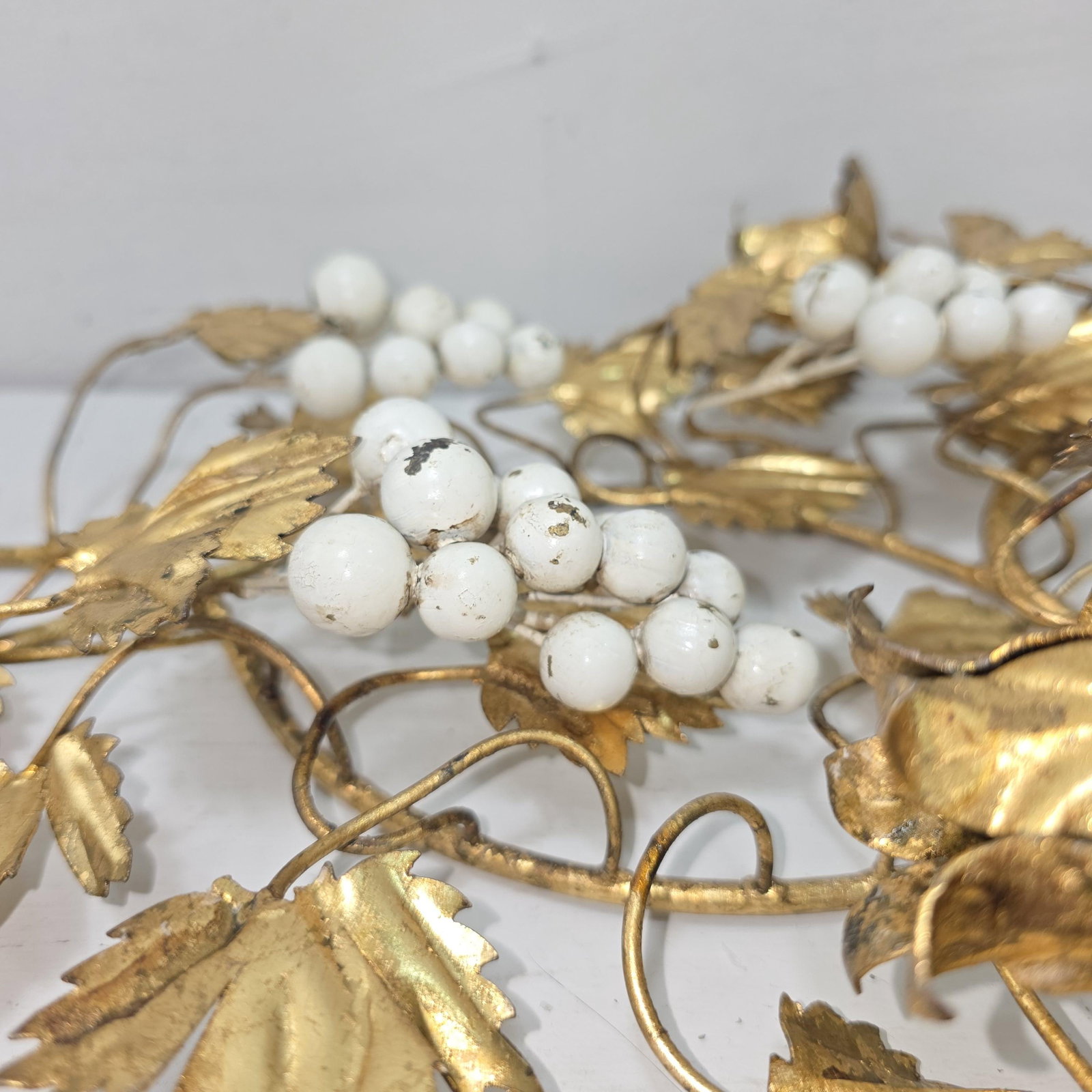 1960 Italian Wall Candle Holder Sconces a Pair Tole Florentine Gold Gilt Hollywood Regency - 4