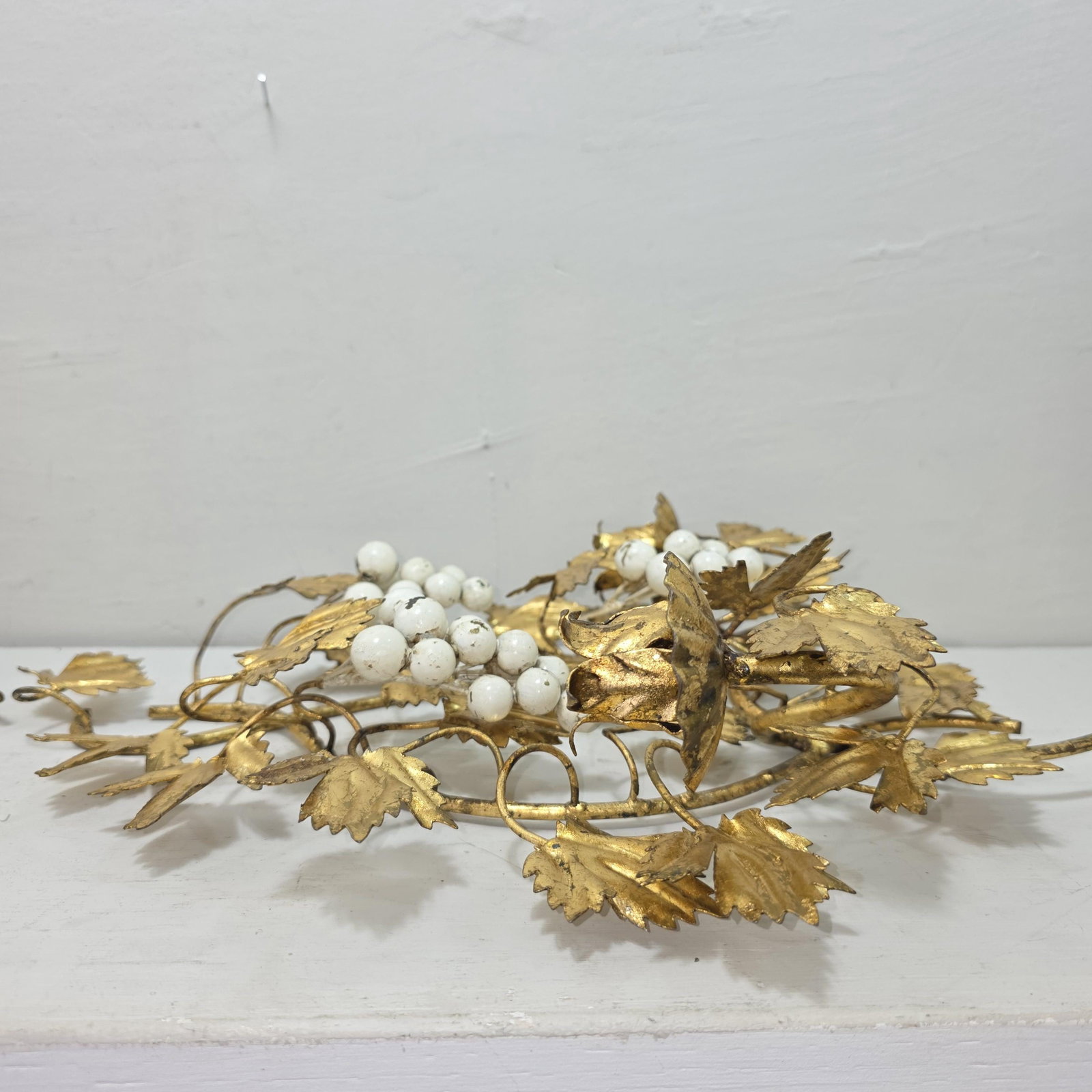 1960 Italian Wall Candle Holder Sconces a Pair Tole Florentine Gold Gilt Hollywood Regency - 5