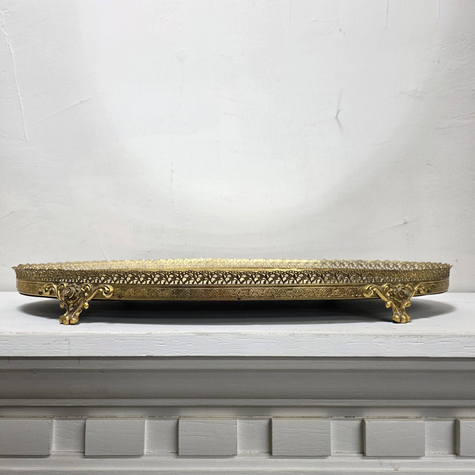 1960's Stylebuilt Vanity Mirror Tray Set Victorian Gothic Gilded Gold Accents - 12
