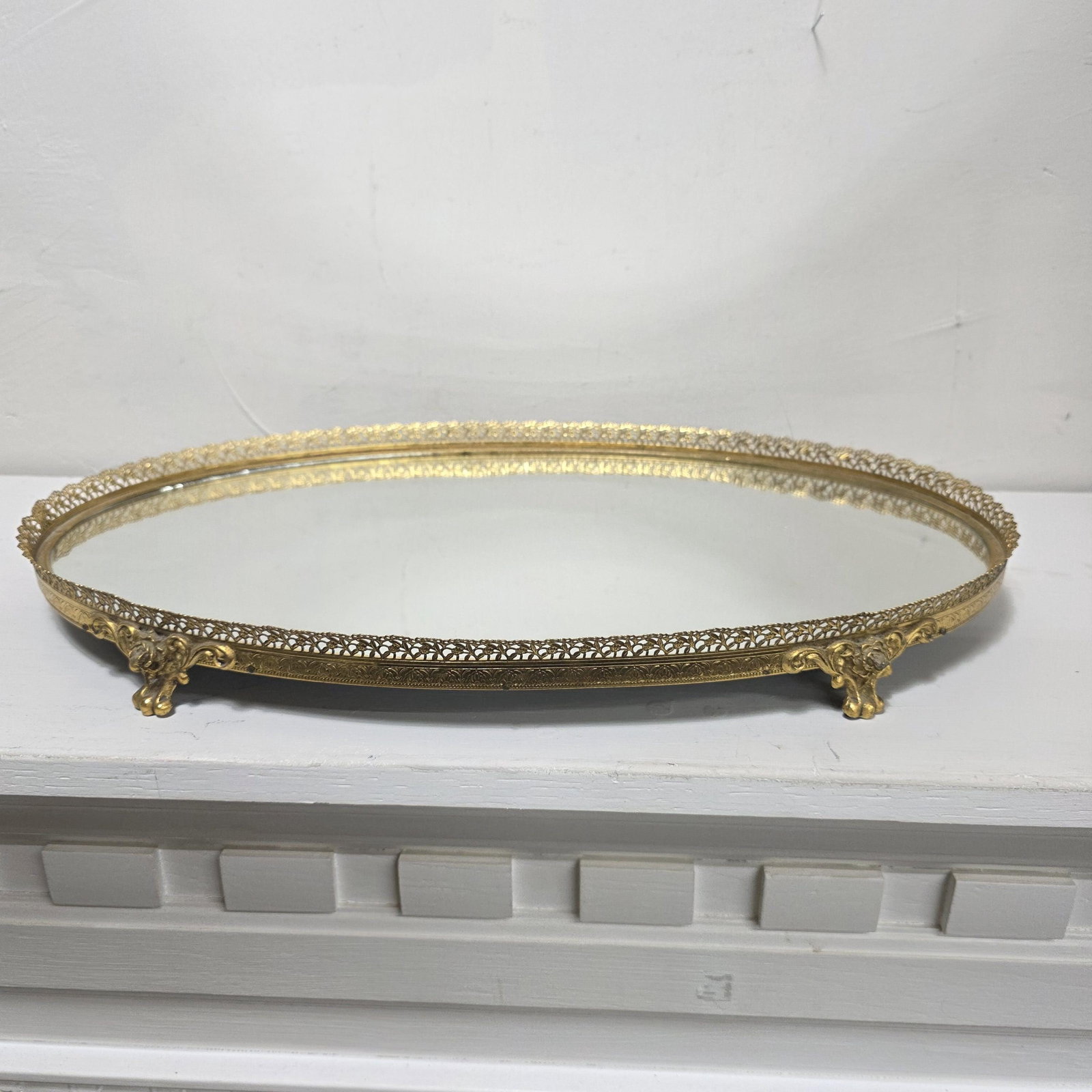 1960's Stylebuilt Vanity Mirror Tray Set Victorian Gothic Gilded Gold Accents - 3