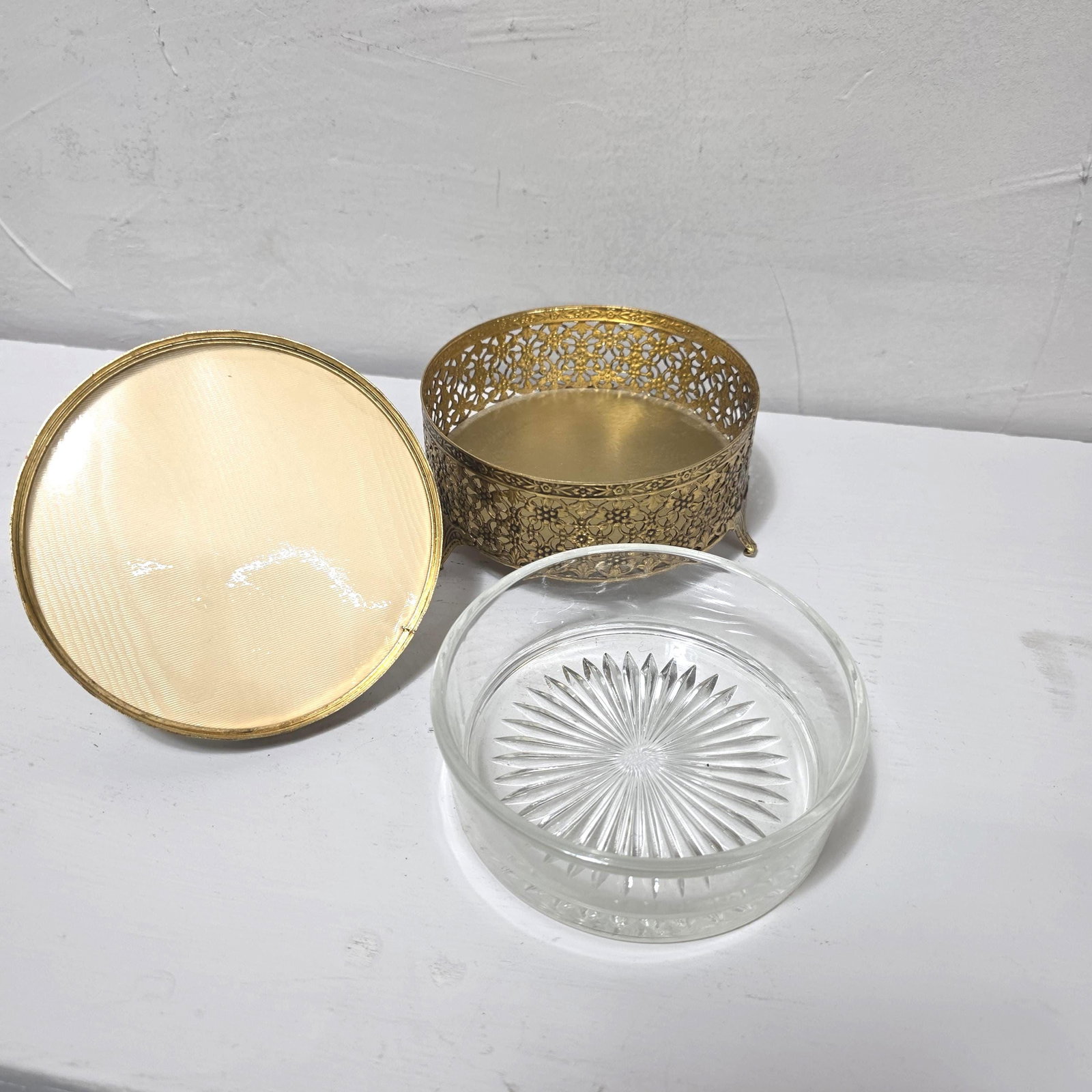 1960's Stylebuilt Vanity Mirror Tray Set Victorian Gothic Gilded Gold Accents - 6