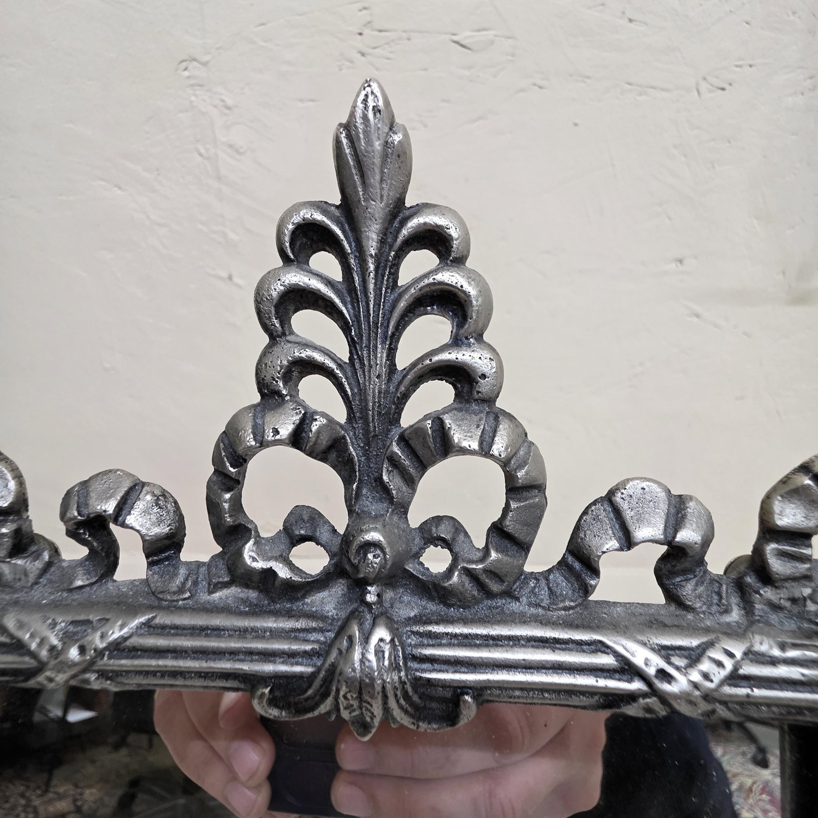 Rococo Revival Tabletop Vanity Mirror Silver Plated Louis XV Ornate Easel Stand - 9