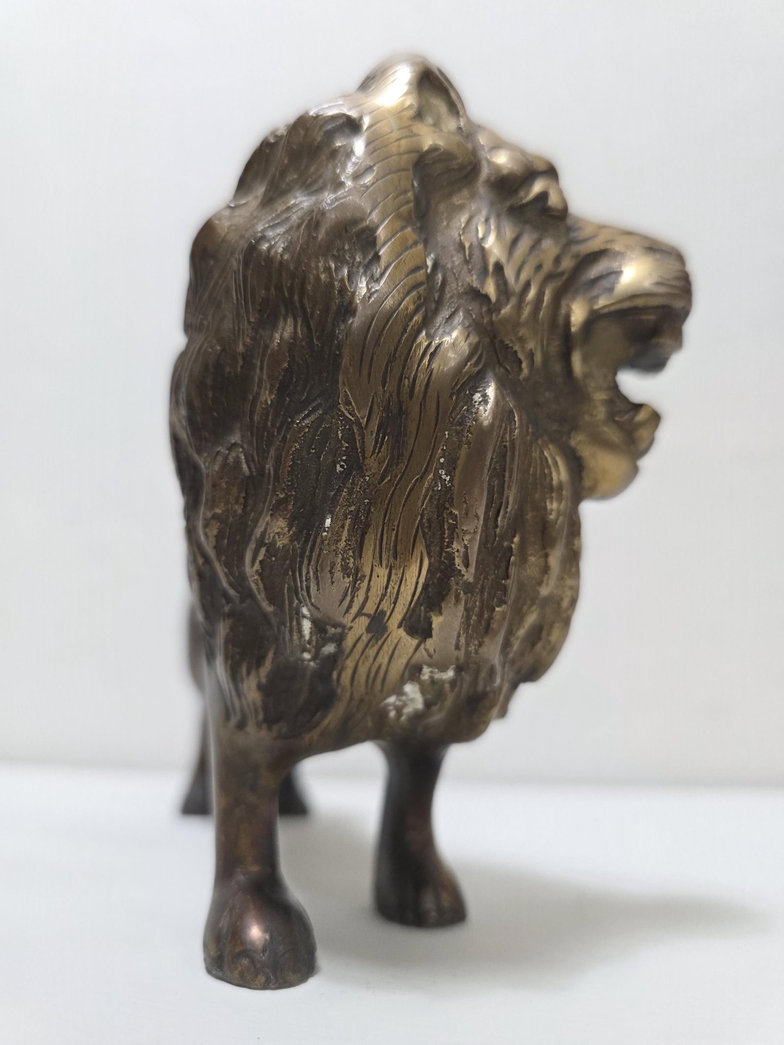 1980 Brass Lion Figurine, Safari Decor Hollywood Regency Mantel Accent - 11