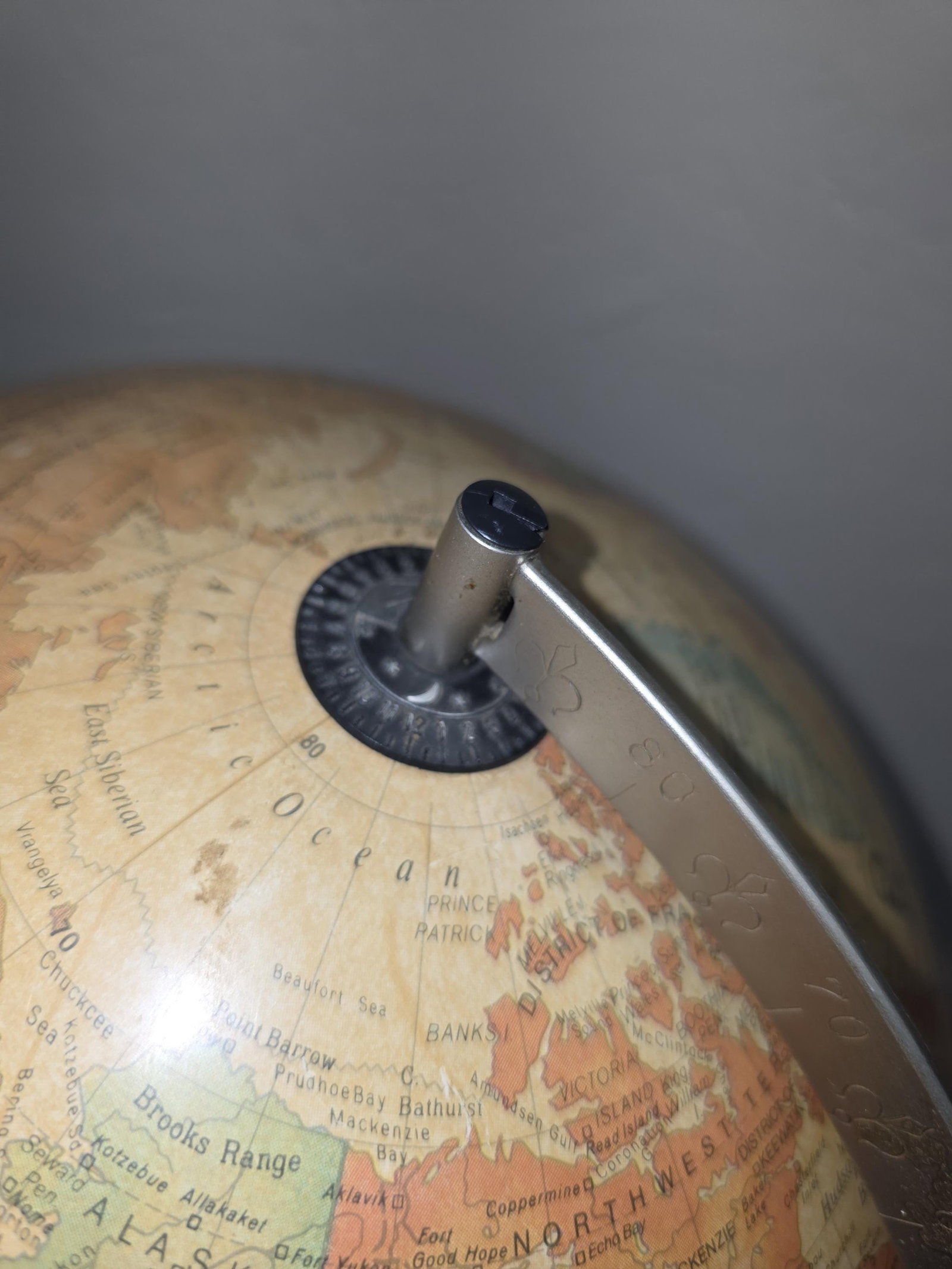 1980 Replogle World Discoverer, Illuminated Parchment Desk Globe, Wood Base - 12