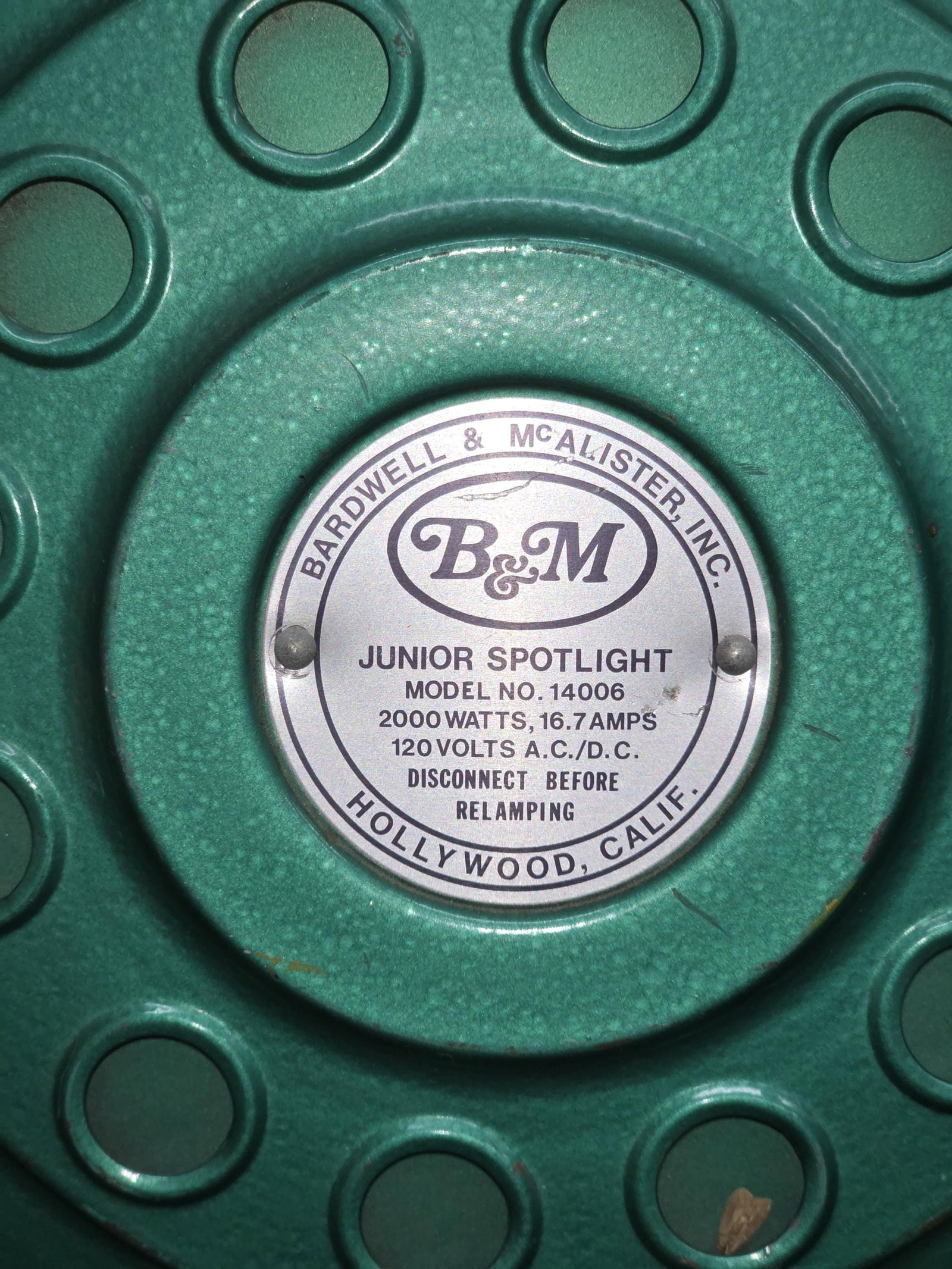 Bardwell & McAlister Junior Spotlight, 1950s Hollywood Studio Stage Light, w Barn Doors - 2