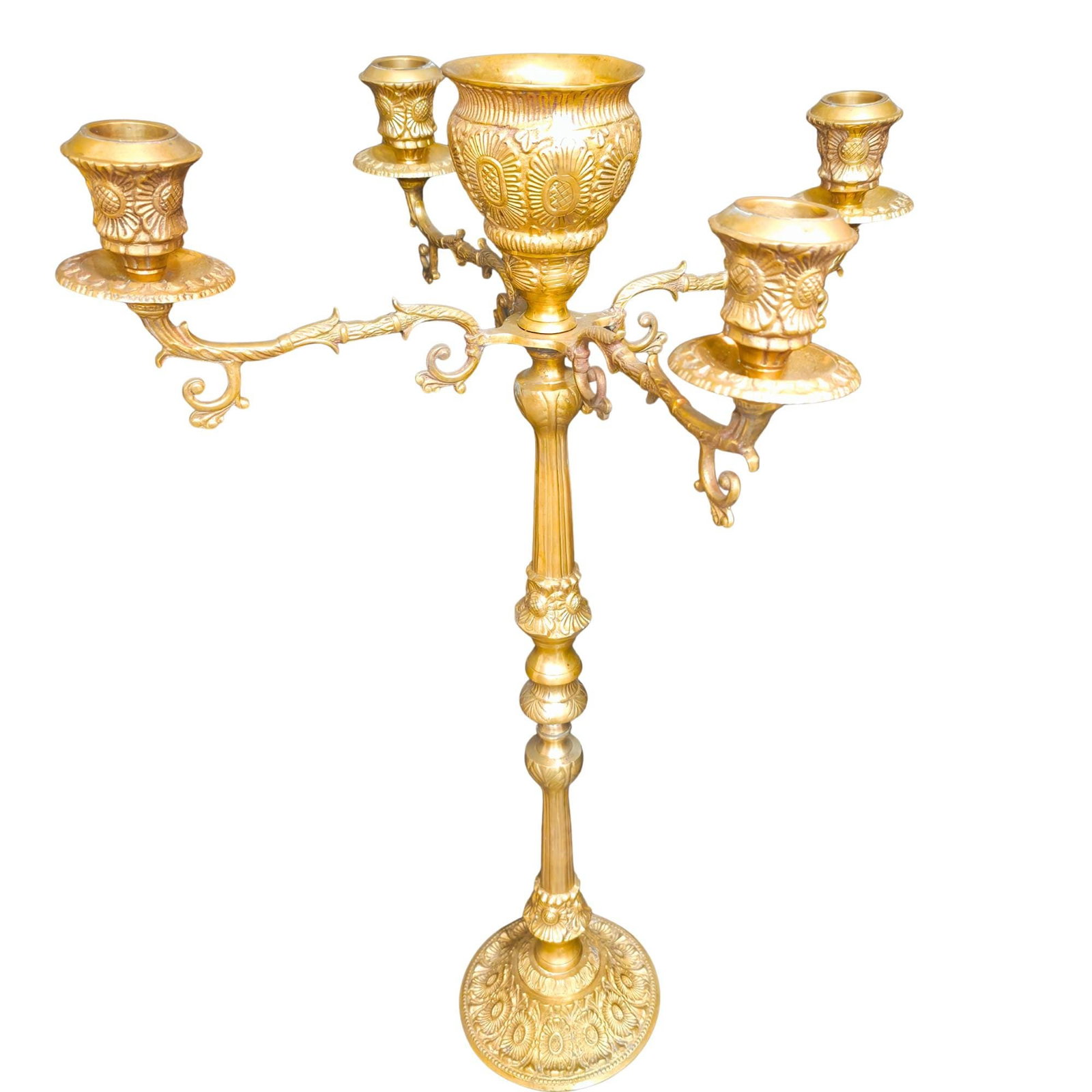 Antique Brass 4-Arm Floor Candelabra Grandmillion Altar Decor - 11