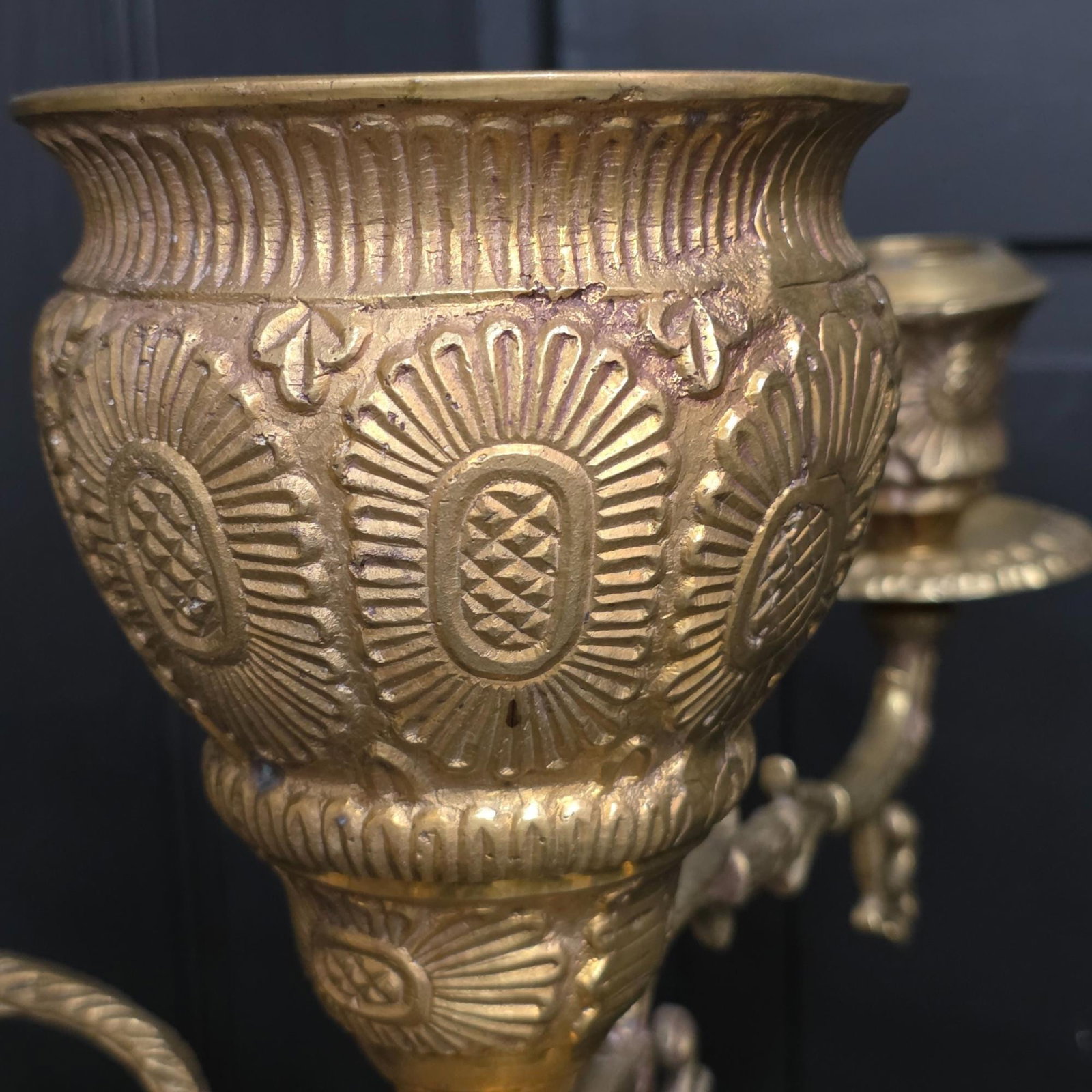 Antique Brass 4-Arm Floor Candelabra Grandmillion Altar Decor - 14