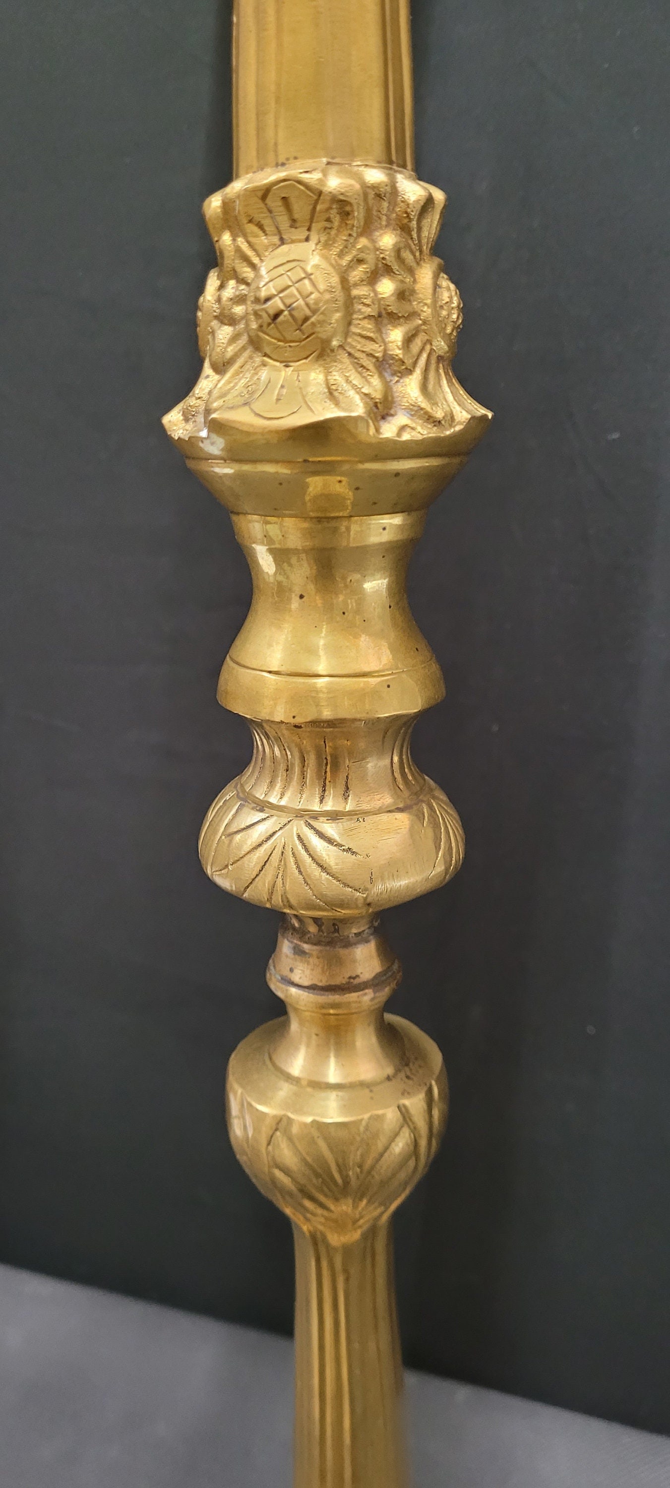 Antique Brass 4-Arm Floor Candelabra Grandmillion Altar Decor - 5