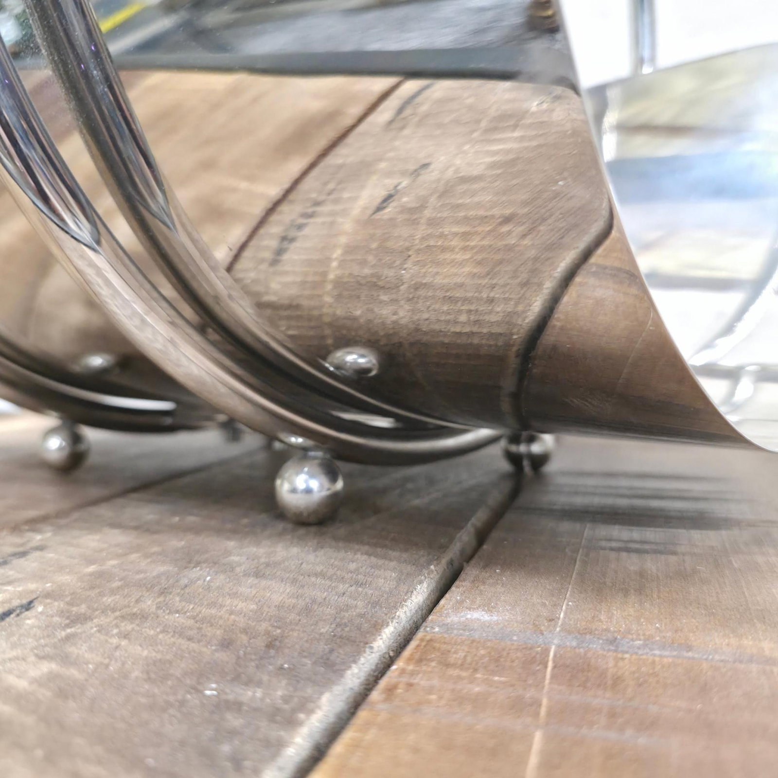 Chrome Caddy, Art Deco Magazine Rack, Fireplace Log Holder Petite Small Apartment Size - 8