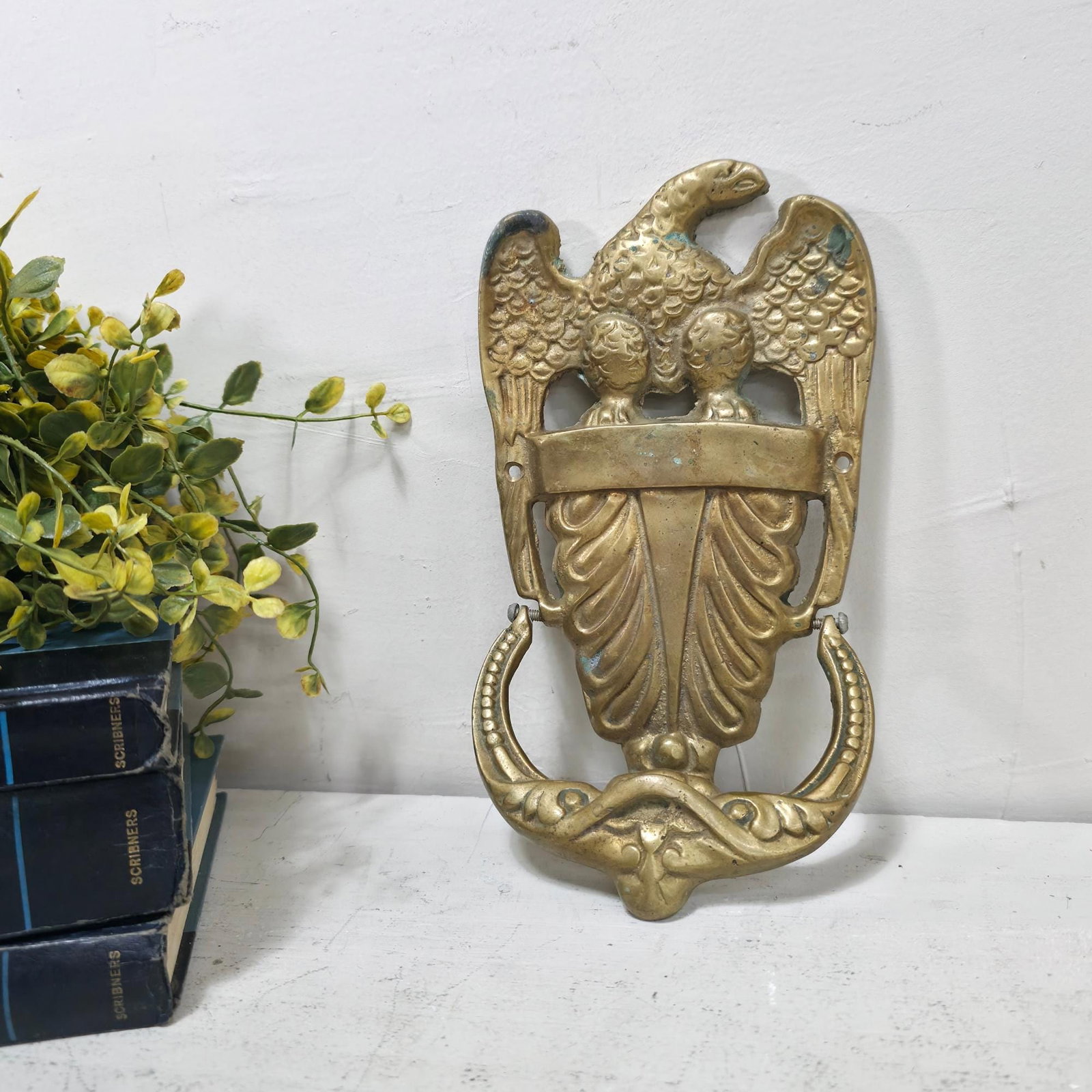 Large Brass Eagle Door Knocker 9.5”, Federal Colonial Entry Decor, Patriotic Americana Accent - 12