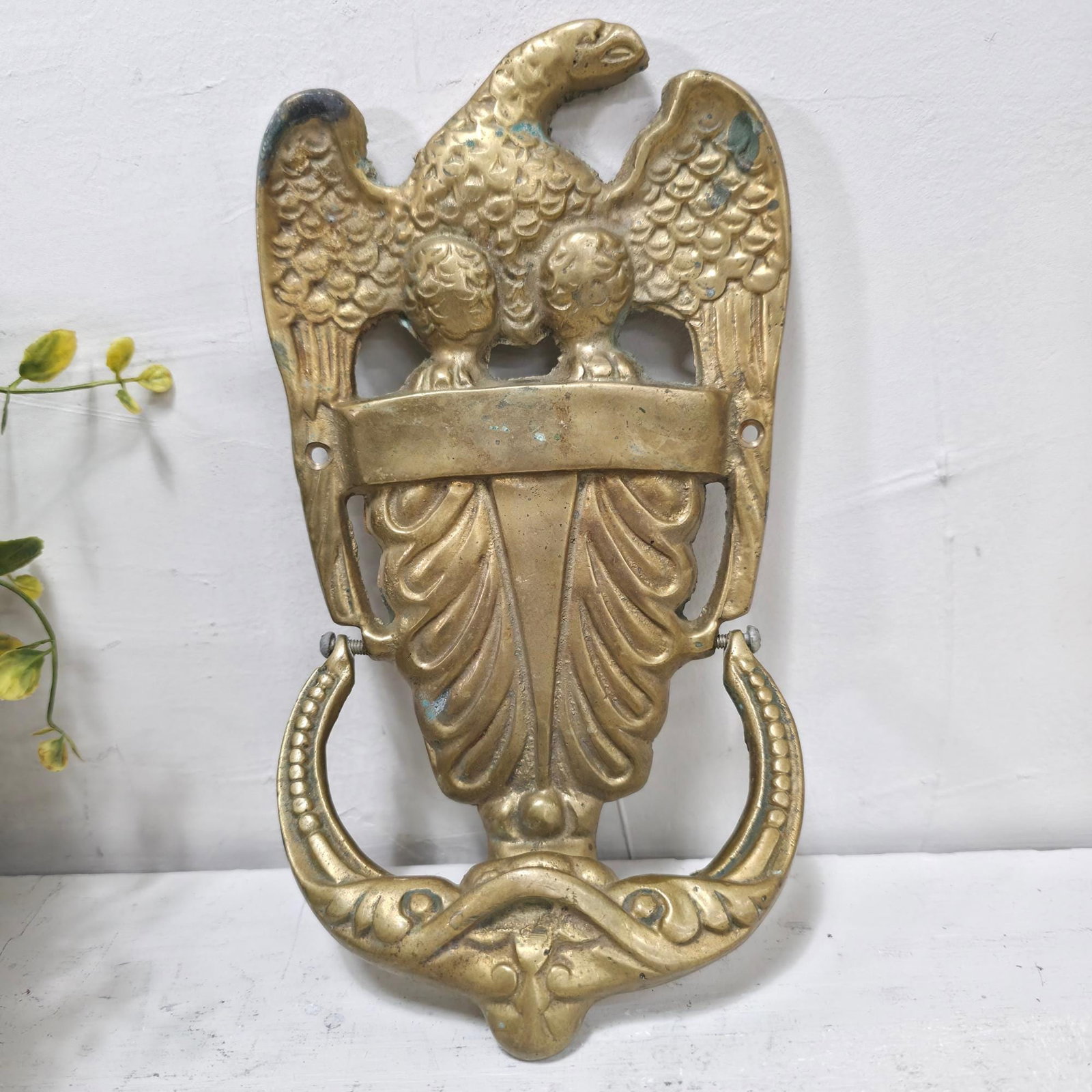 Large Brass Eagle Door Knocker 9.5”, Federal Colonial Entry Decor, Patriotic Americana Accent - 13