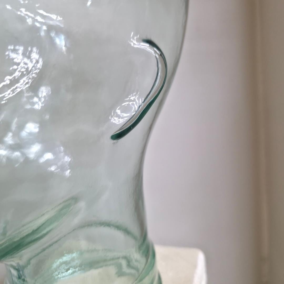 Vintage Aqua Glass Mannequin Head Sculpture, Heavy Molded Bust, Cloche Decor - 10