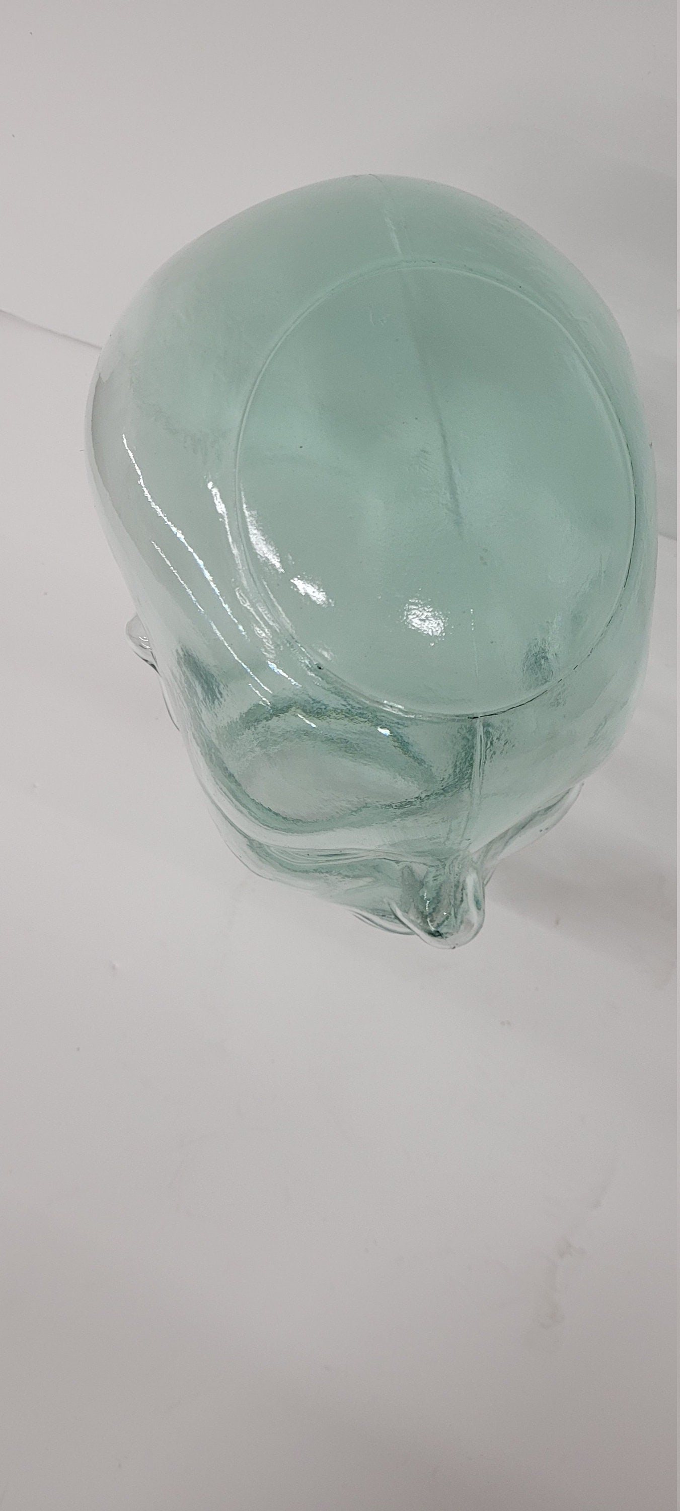 Vintage Aqua Glass Mannequin Head Sculpture, Heavy Molded Bust, Cloche Decor - 5