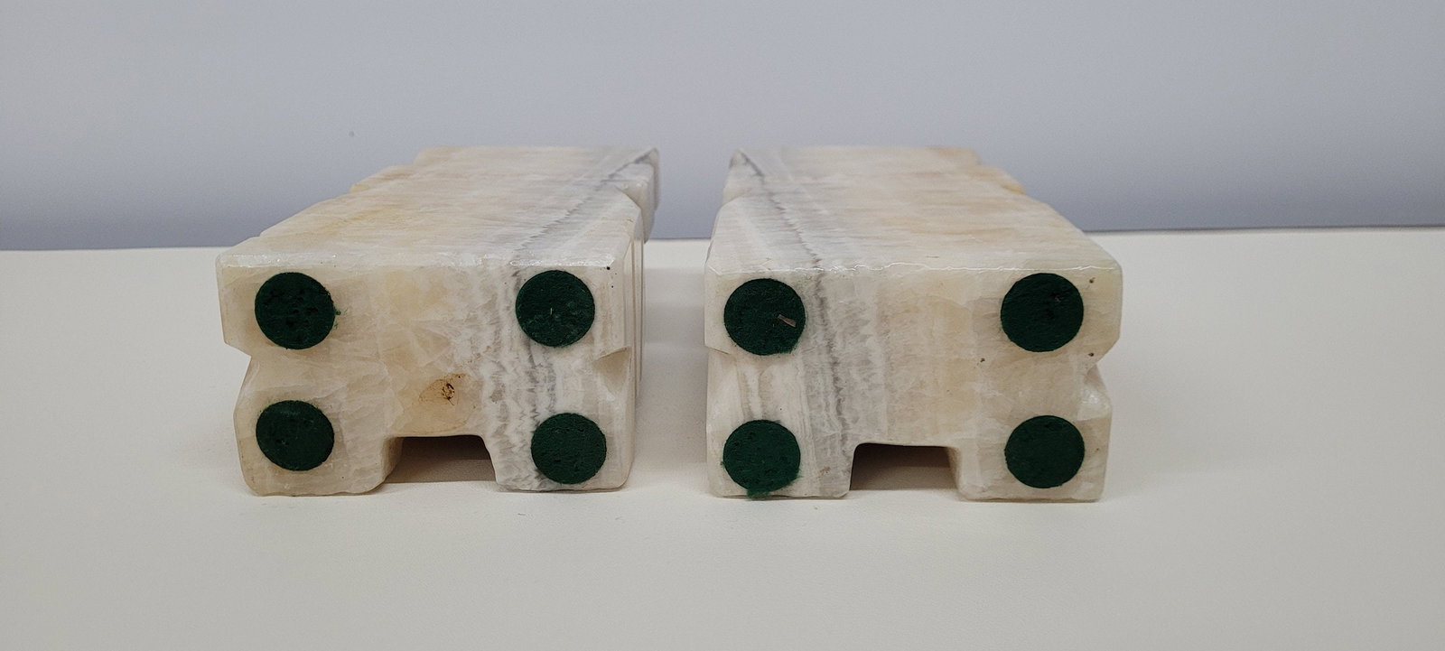 Vintage Large Tiki Man Marble Alabaster Bookends Bust Sculpture Book Holder - 6