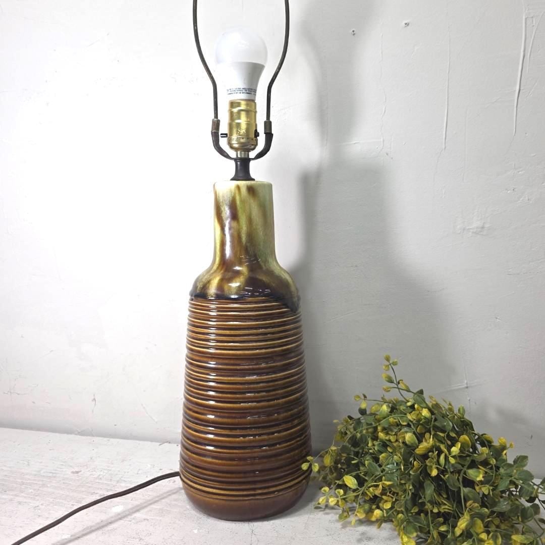 Vintage Mid Century Ceramic Table Lamp Organic Luxe Decor Lava Texture - 7