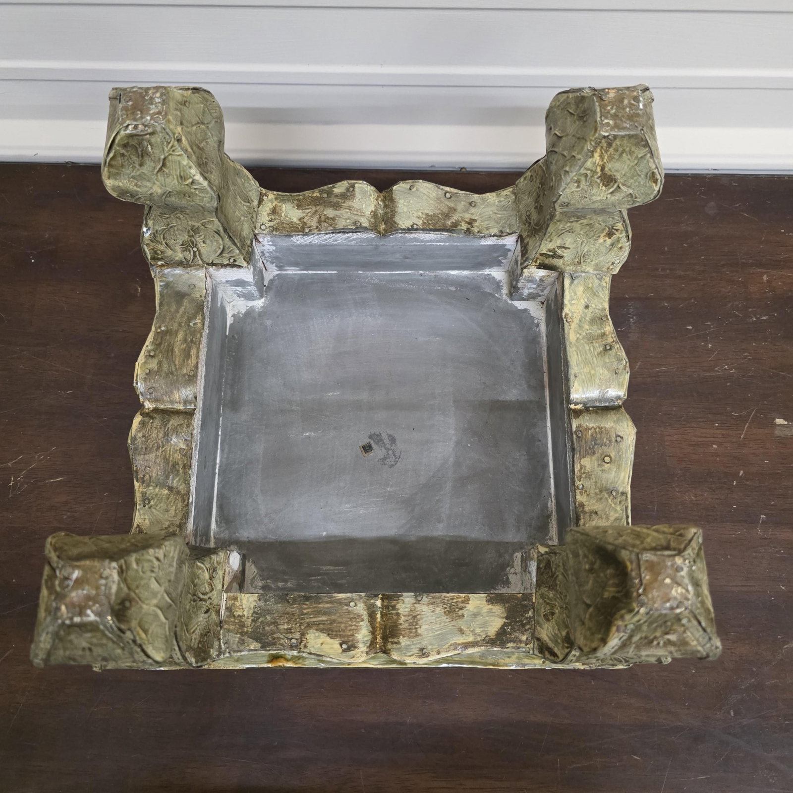 Vintage Brass Embossed Plant Stand, Indian Bajot Table, Floral Repoussé, 12" - 9