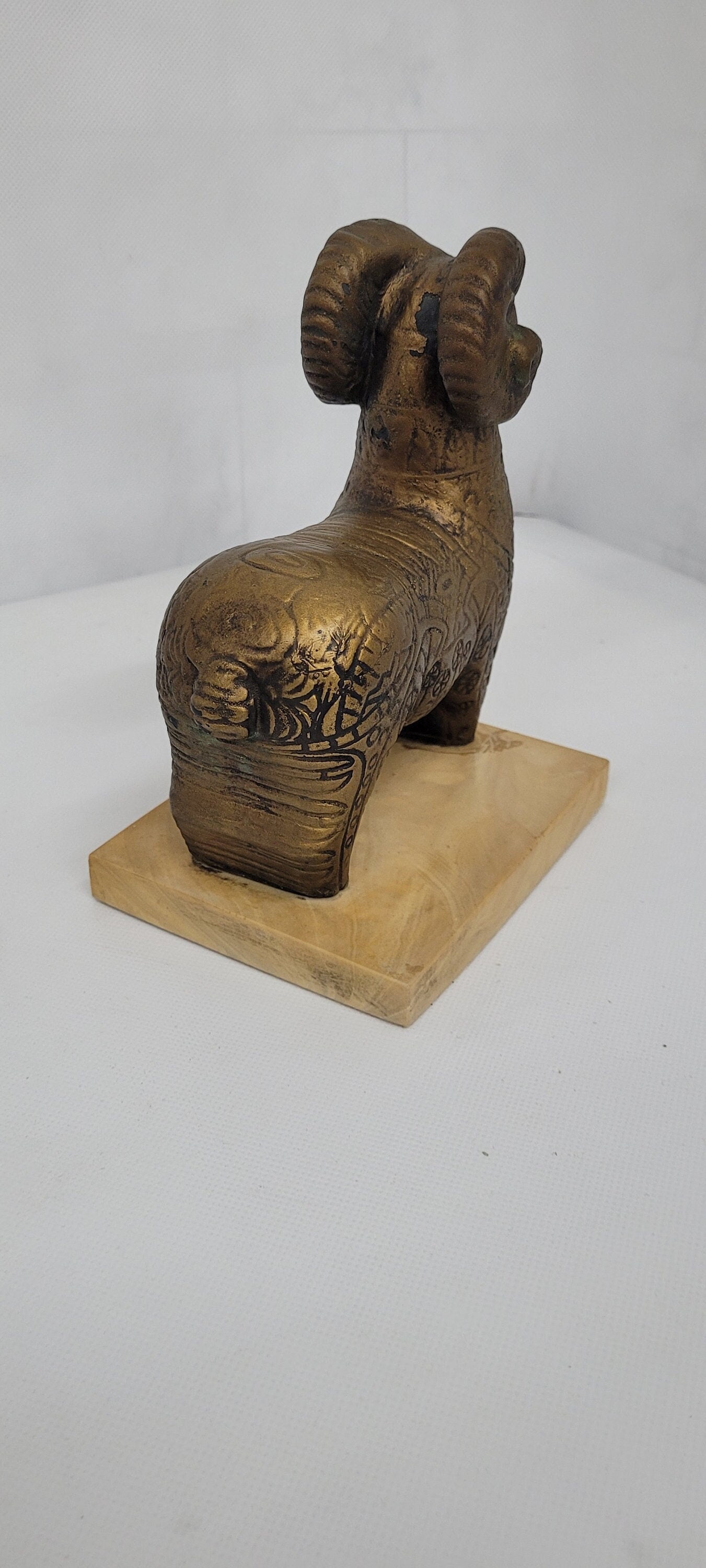 Vintage Mid Century Ram Sculpture Bronze Finish Ceramic Animal Figurine - 9
