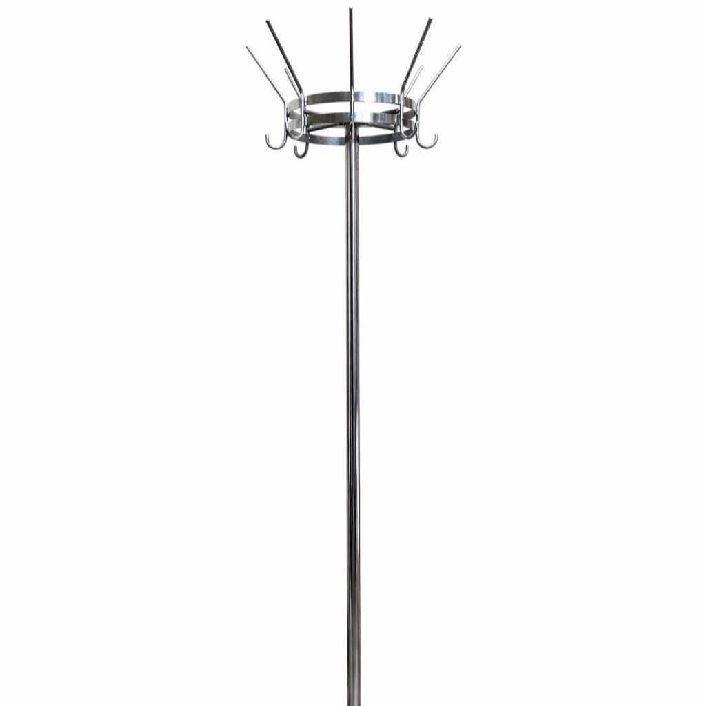 Vintage Chrome Coat Rack Free Standing Rotating, Heavy Industrial Loft Modern Entryway Organizer - 2