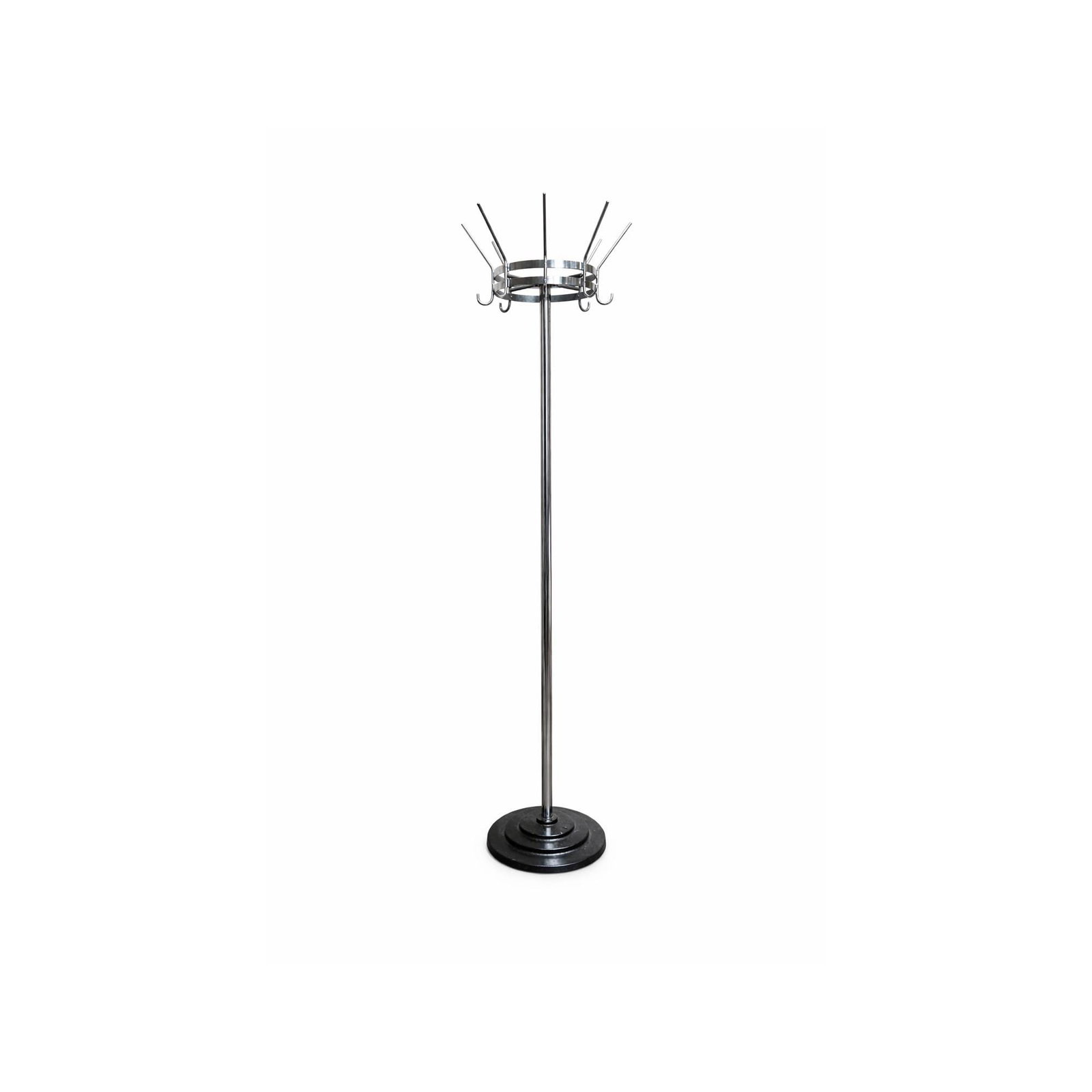 Vintage Chrome Coat Rack Free Standing Rotating, Heavy Industrial Loft Modern Entryway Organizer - 4