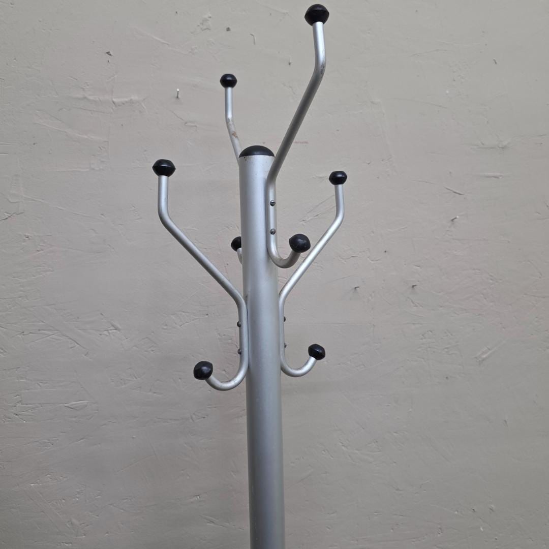 Vintage Aluminum Coat Tree 71”, Minimalist Industrial Coat Rack, Loft Studio Entryway - 11