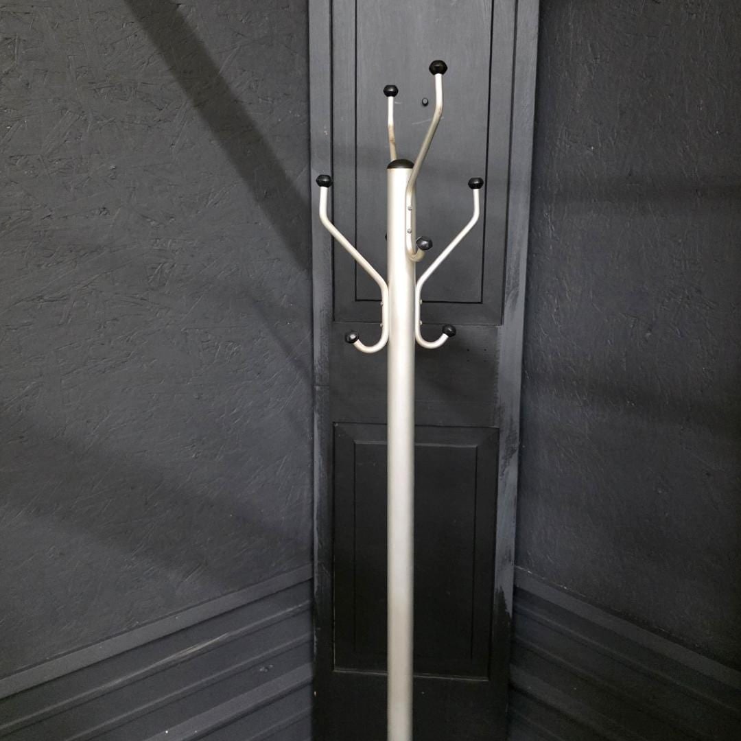 Vintage Aluminum Coat Tree 71”, Minimalist Industrial Coat Rack, Loft Studio Entryway - 9