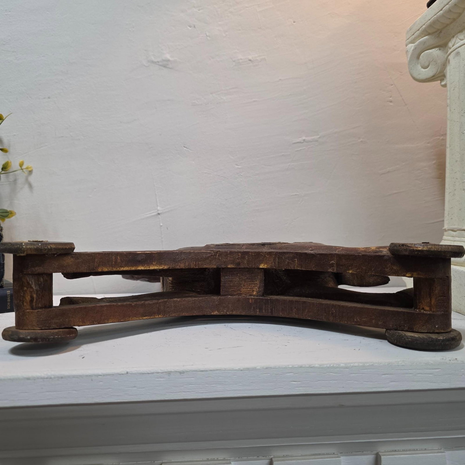 Antique Wooden Toy Horse, Brass Copper Inlay, c1900 Folk Art Decor - 3