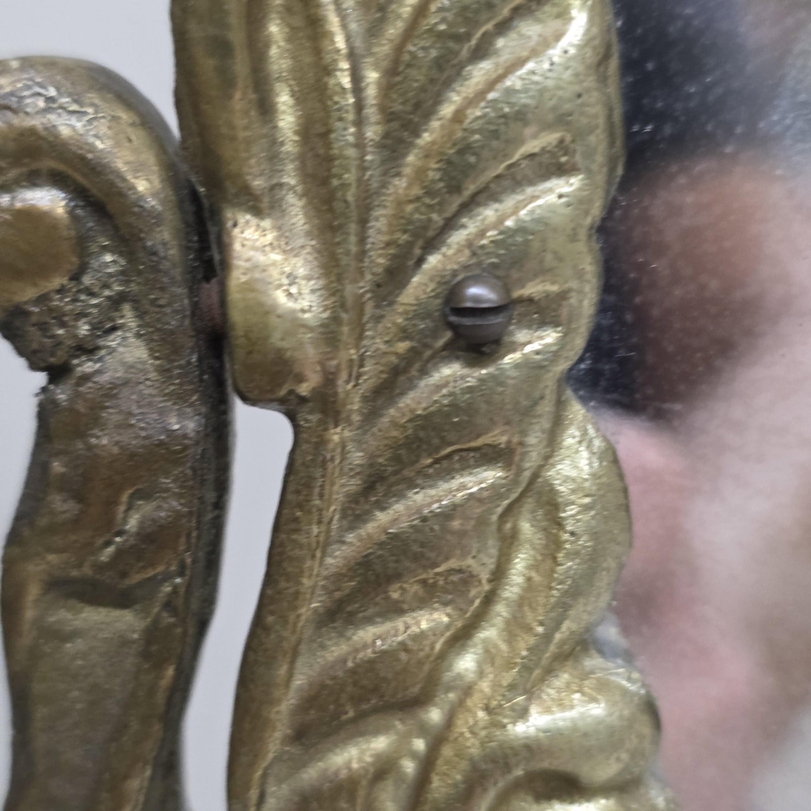 Victorian Rococo Revival Cast Brass Vanity Mirror, Ornate Floral Frame, Hollywood Regency Decor - 3