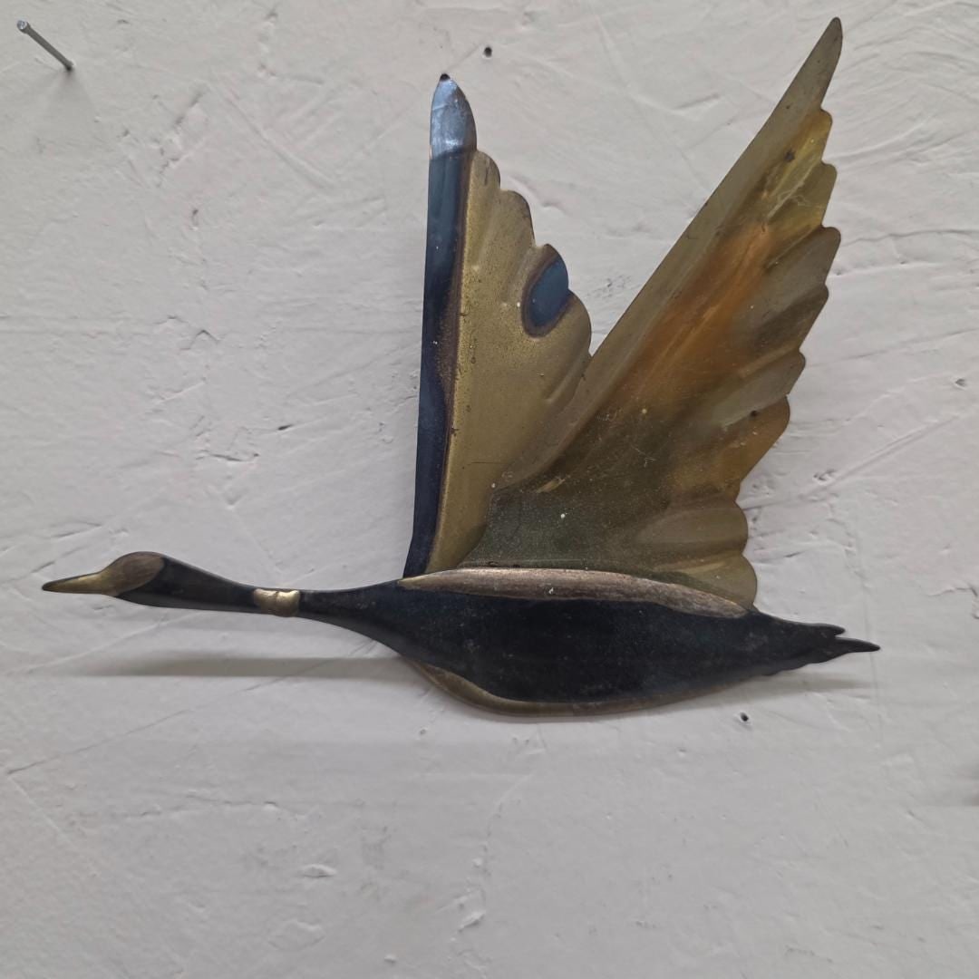 Vintage Brass Flying Geese Wall Art, Mid Century Modern Gallery Decor, Set of 2 - 6