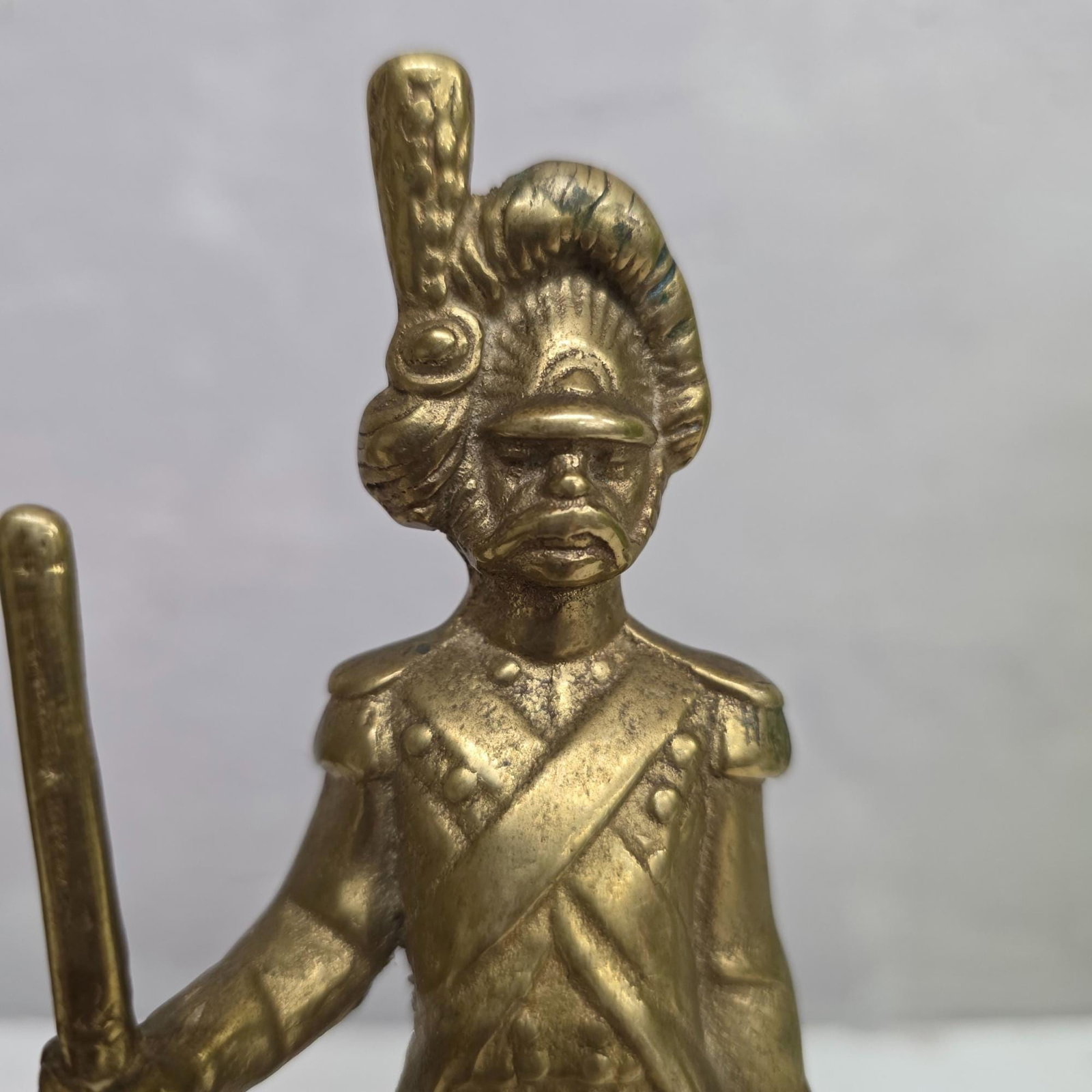 Vintage Brass Soldier Figurines French Grenadier Guardsmen Set of 2 Military Statue - 4