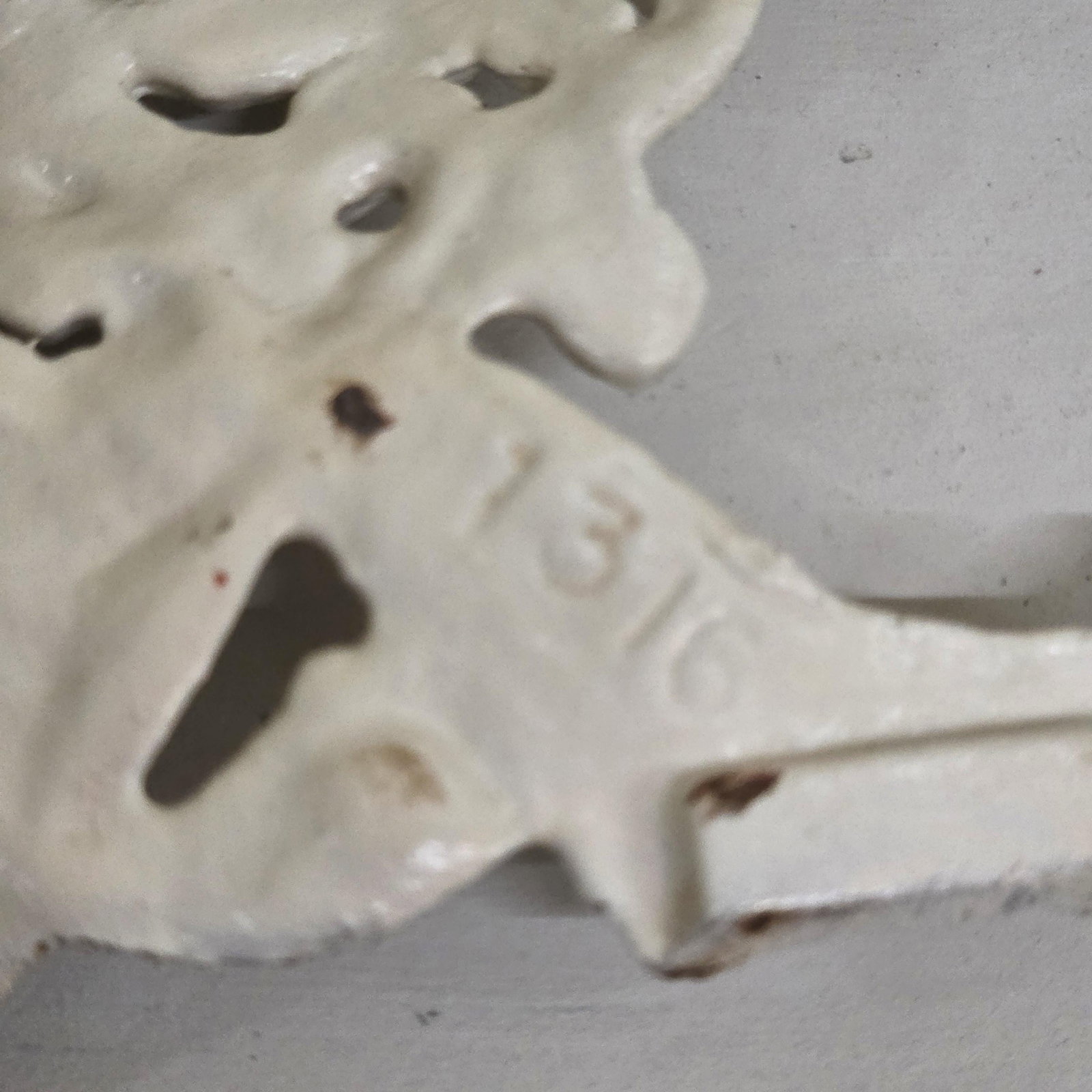 Vintage BMIC Cast Iron Rococo Vanity Mirror, White Enamel Scrollwork Frame - 13
