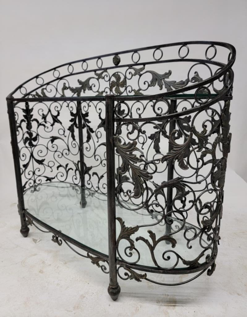 Vintage Maitland Smith Wrought Iron Oval Console Table - 5